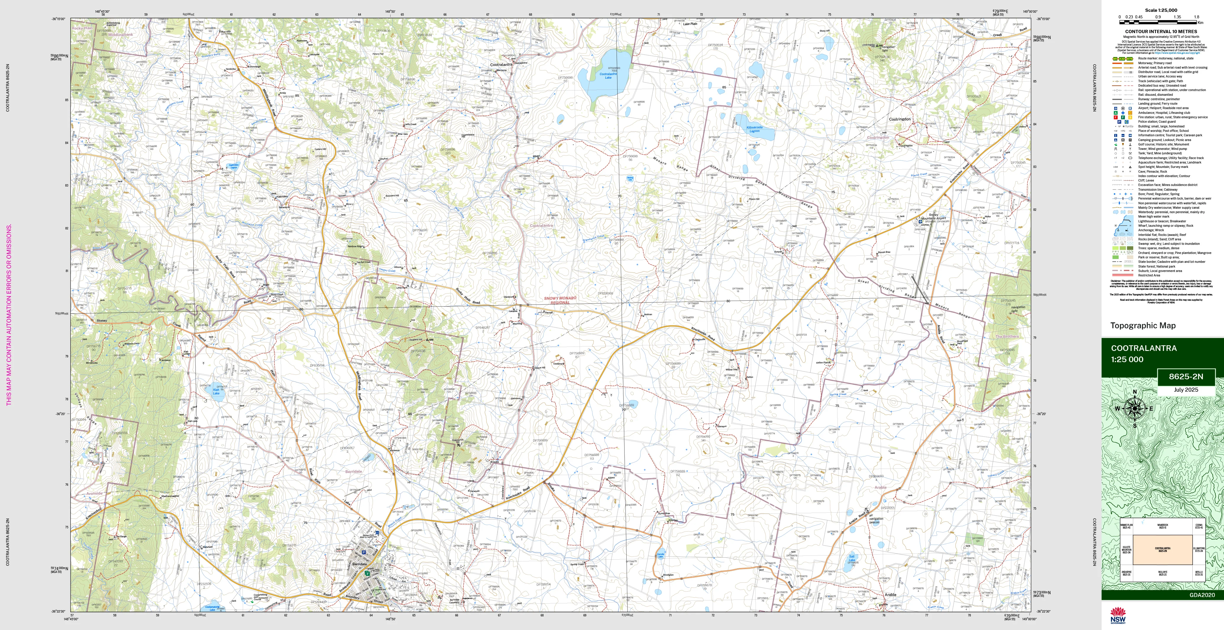 Cootralantra 8625-2N Topographic Map 1:25k
