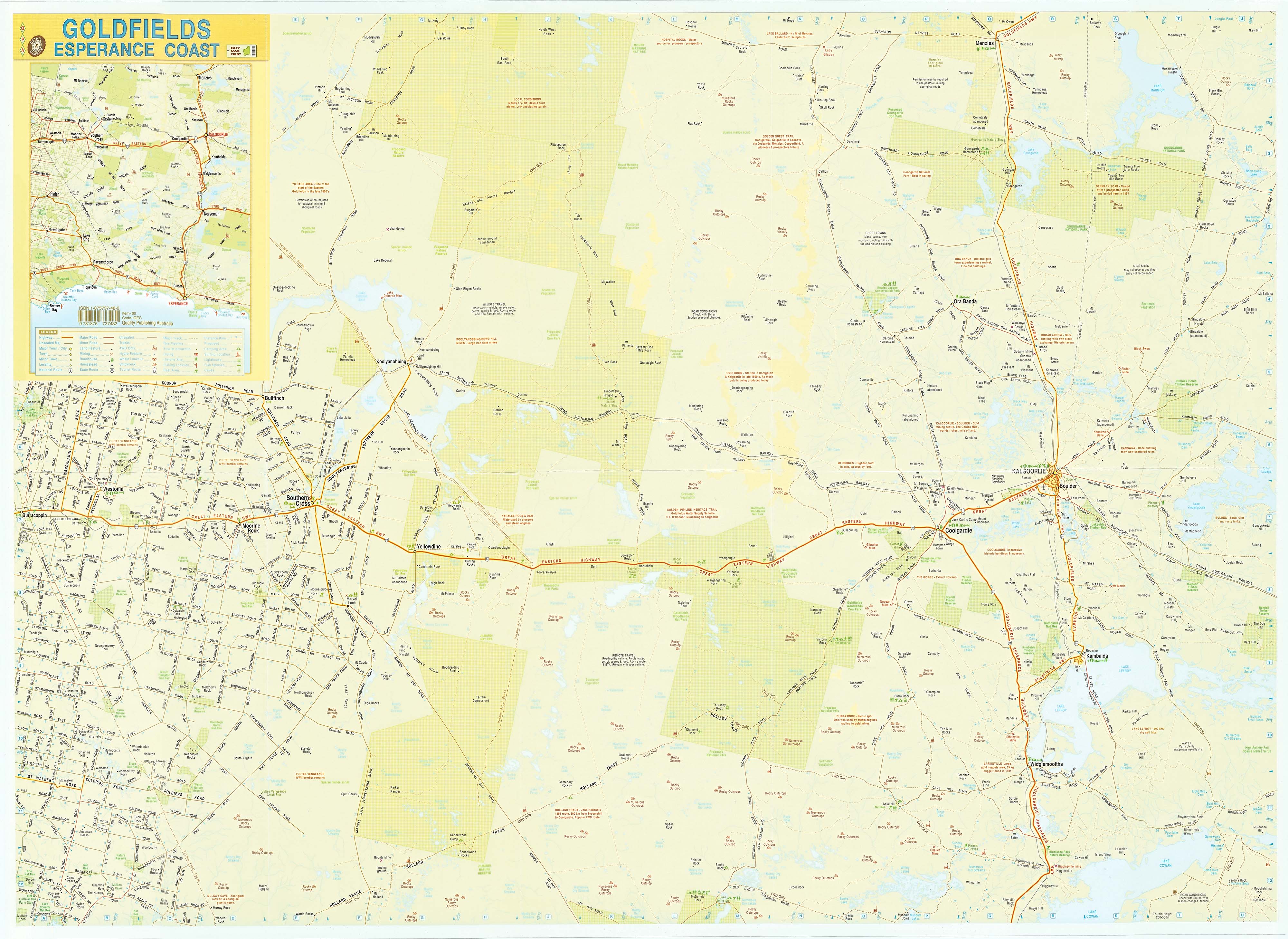 Goldfields Esperance Coast Laminated Wall Map QPA