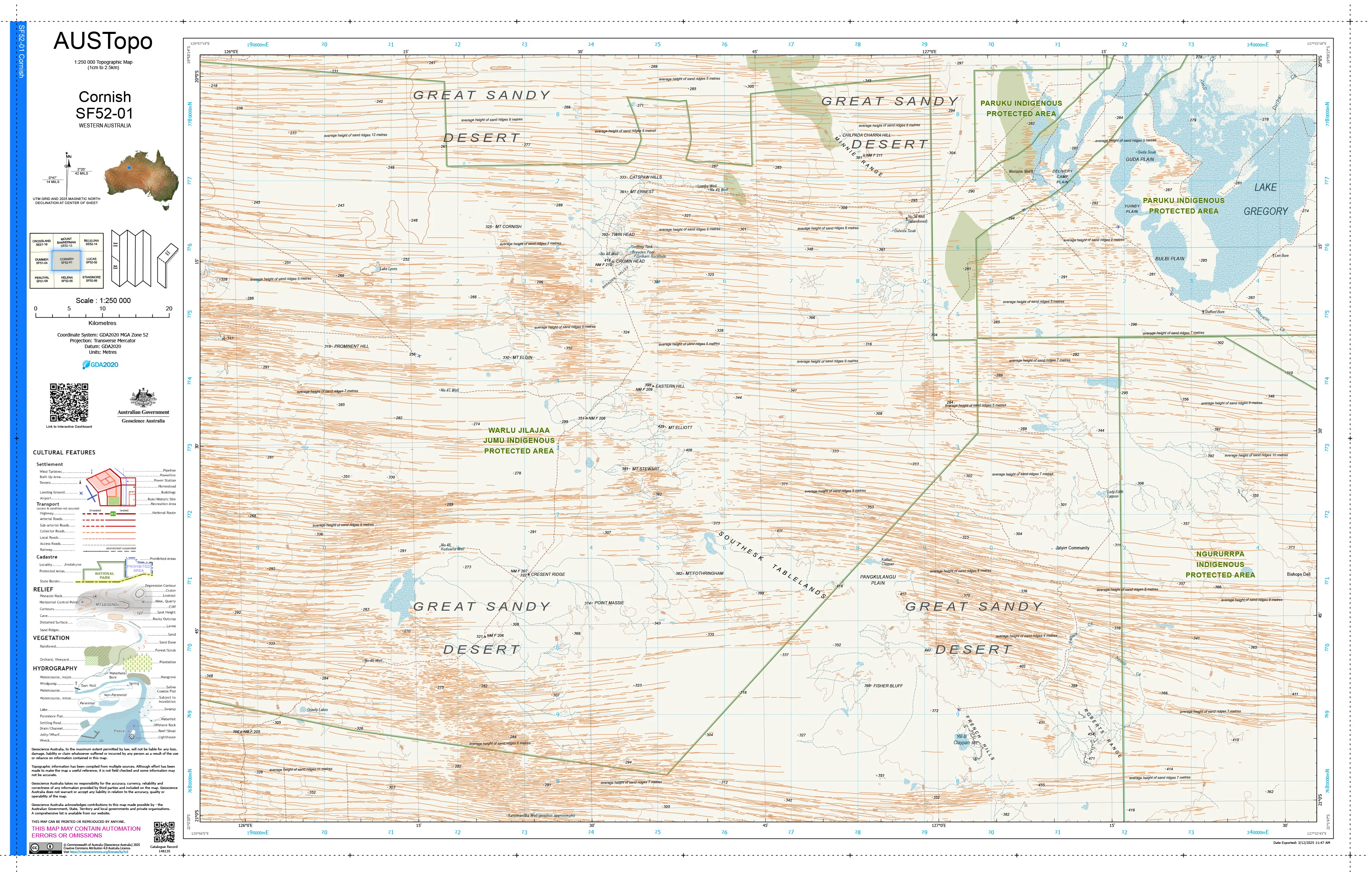 Cornish F5201 AUSTopo 1:250,000 Map