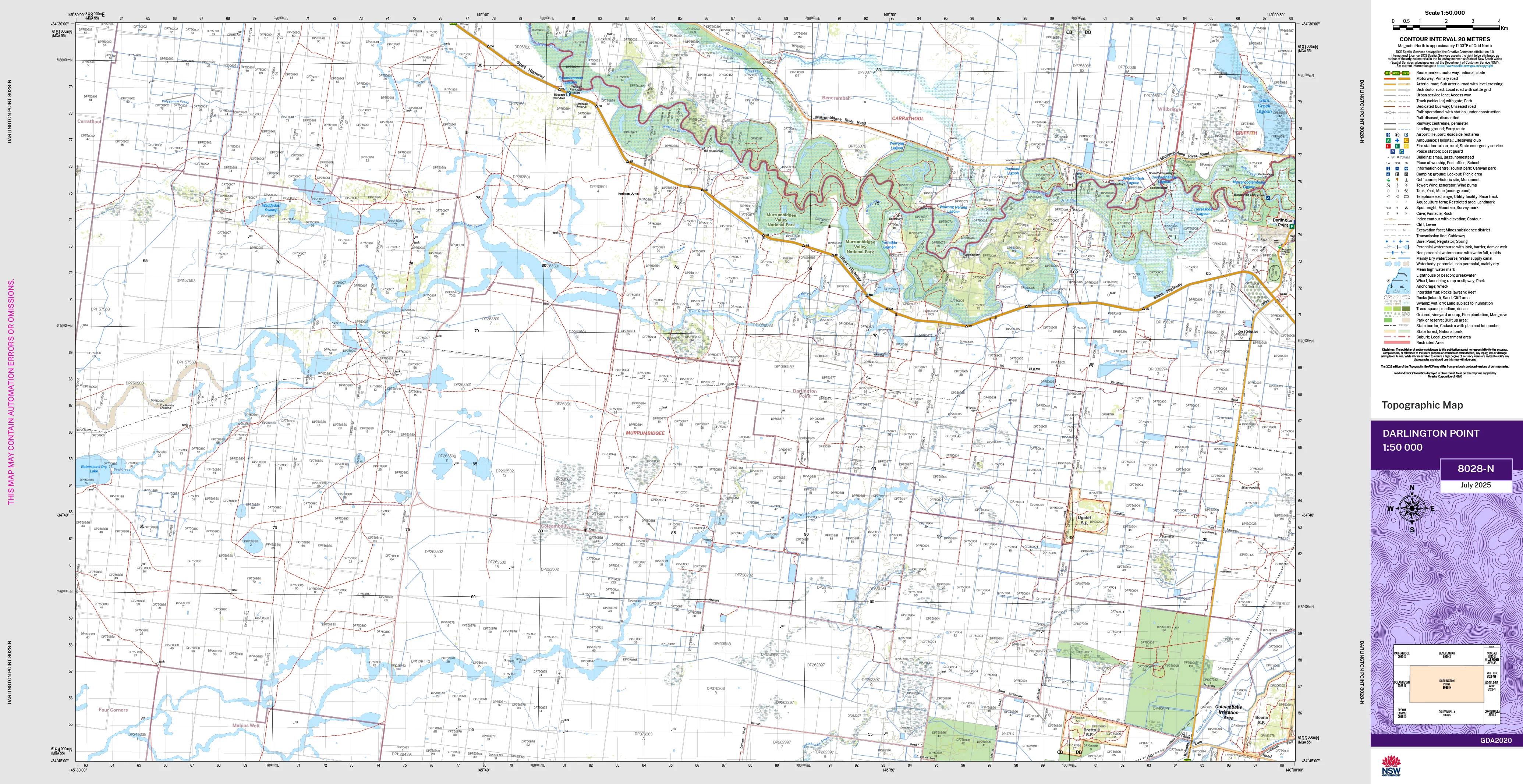 Darlington Point 8028-N Topographic Map 1:50k