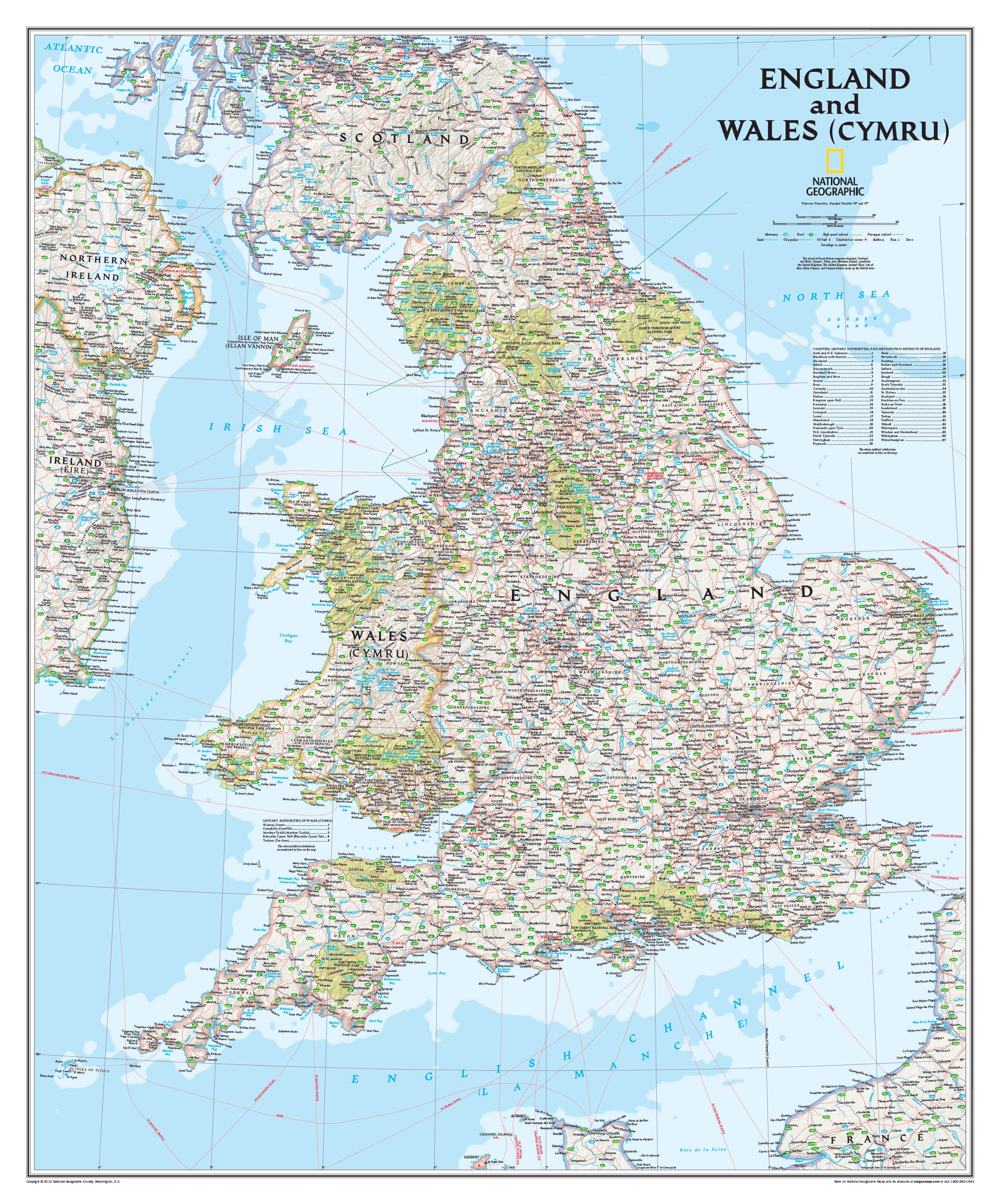 England & Wales Classic National Geographic 1200 x 1440mm Wall Map