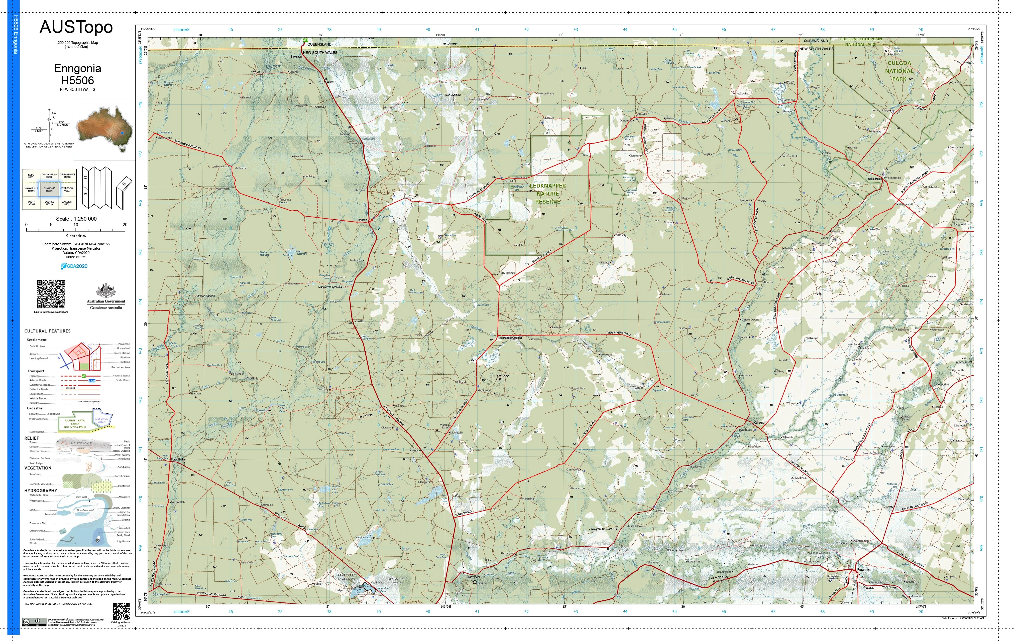 Enngonia H5506 AUSTopo 1:250,000 Map