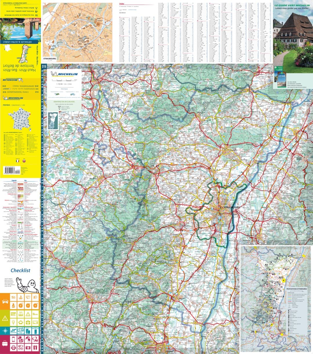 France Bas-Rhin, Haut-Rhin, Territoire de Belfort Michelin Map 315 - Image 3