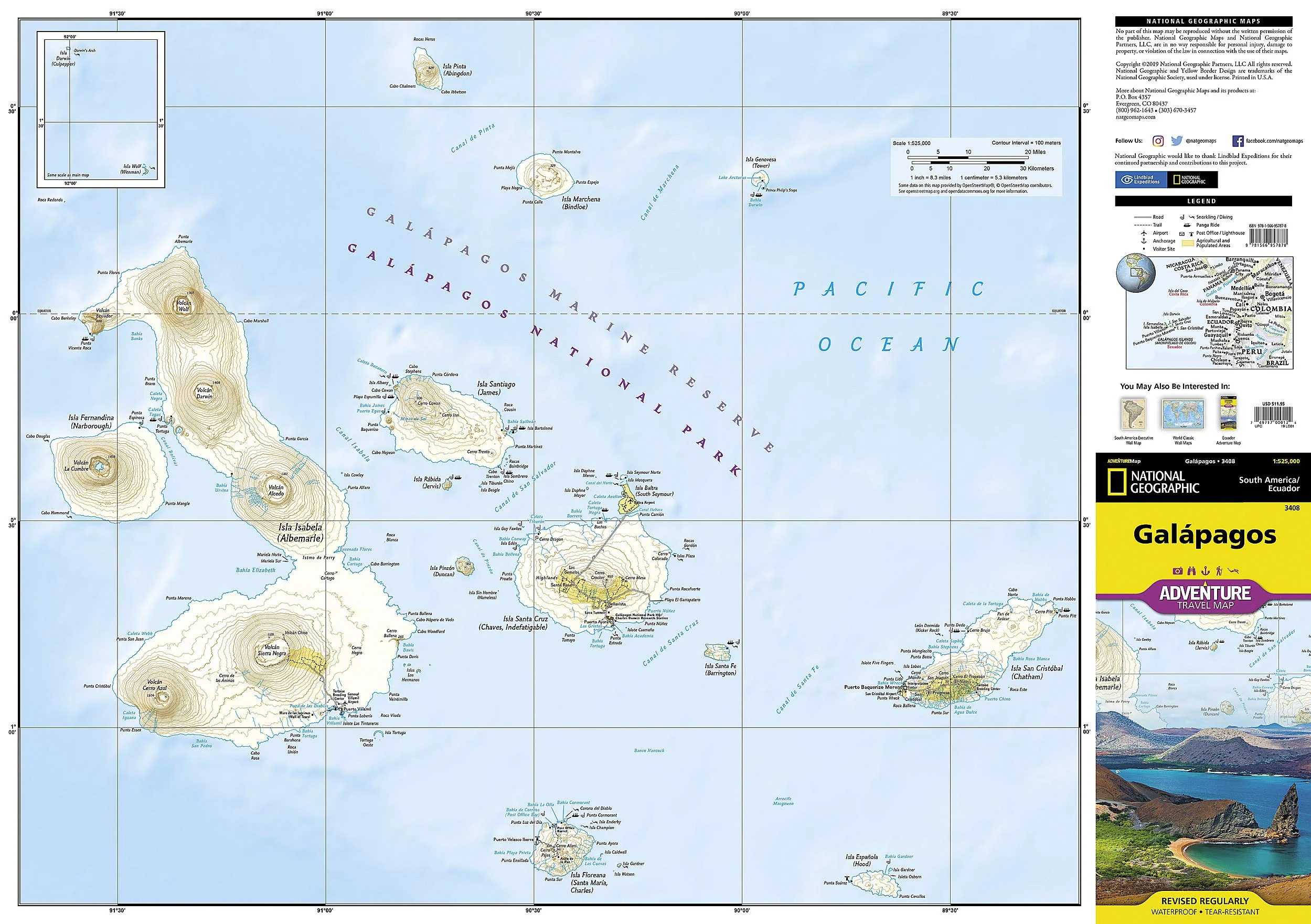 Galapagos National Geographic Folded Map - Image 2