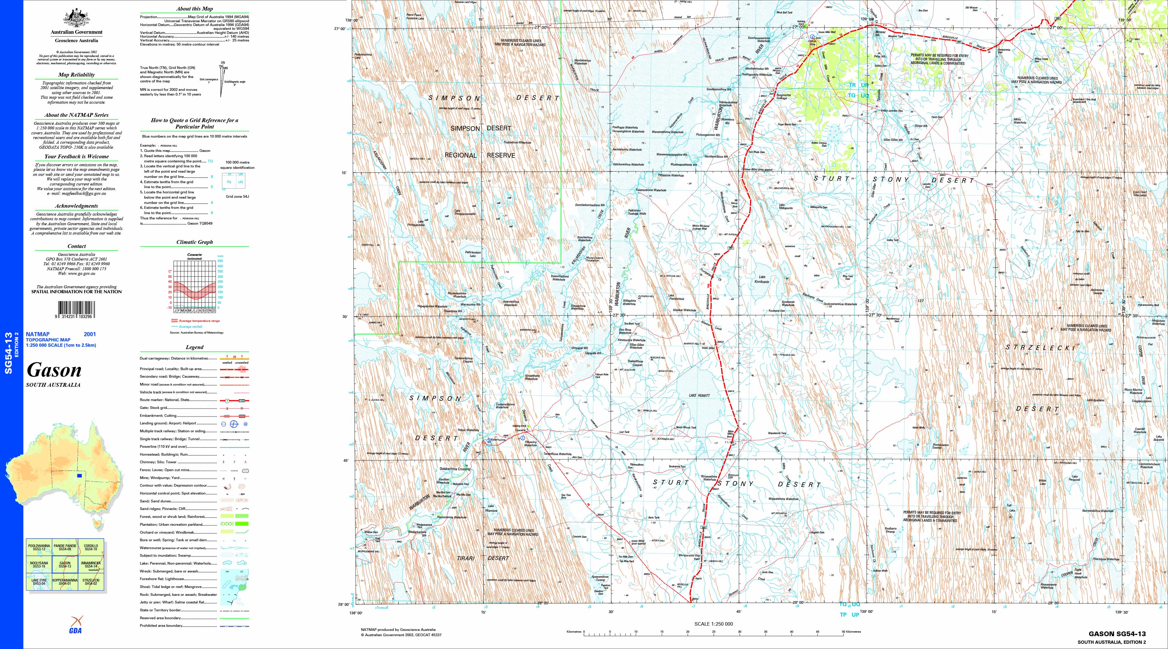 Gason SG54-13 Topographic Map 1:250k