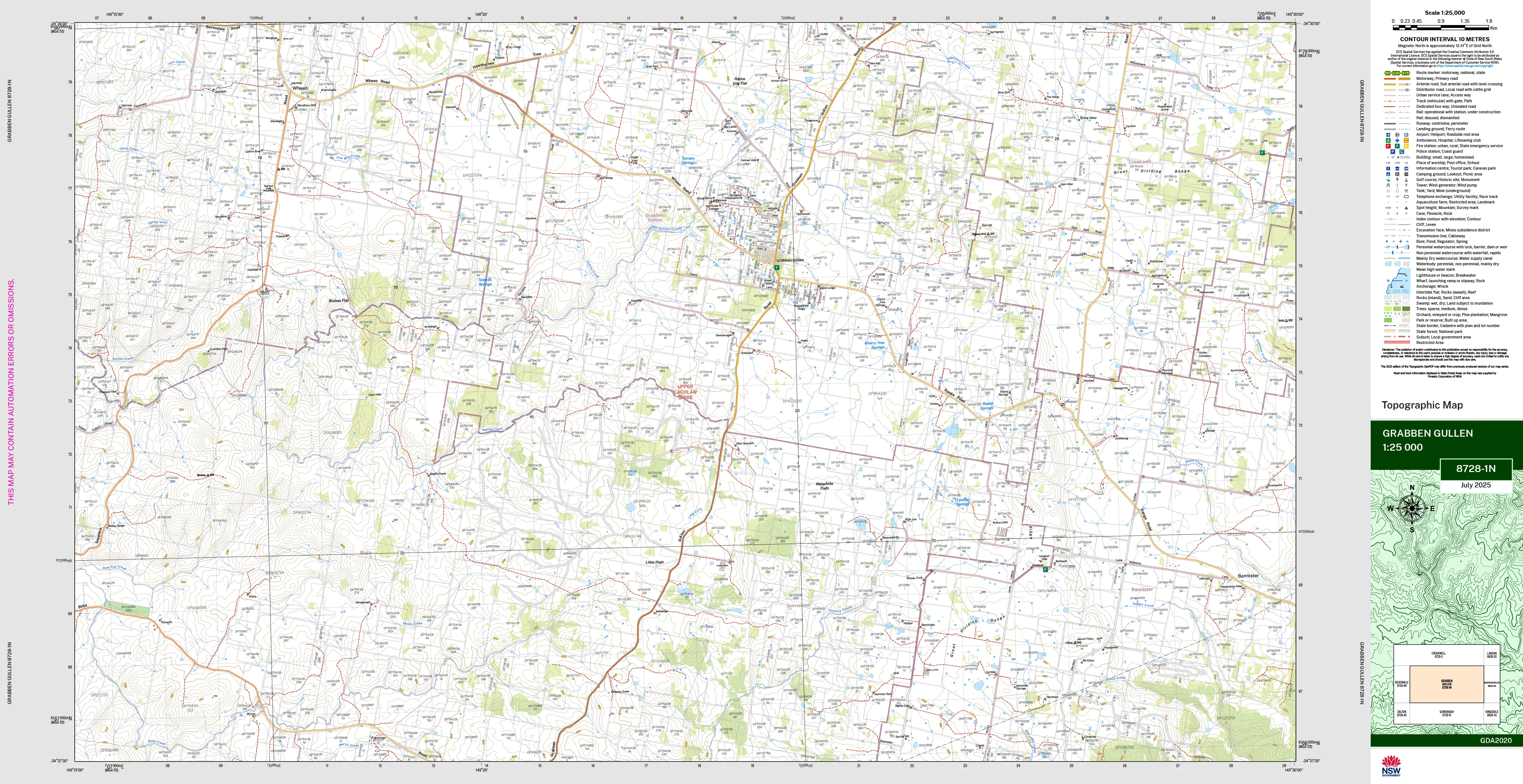 Grabben Gullen 8728-1N Topographic Map 1:25k