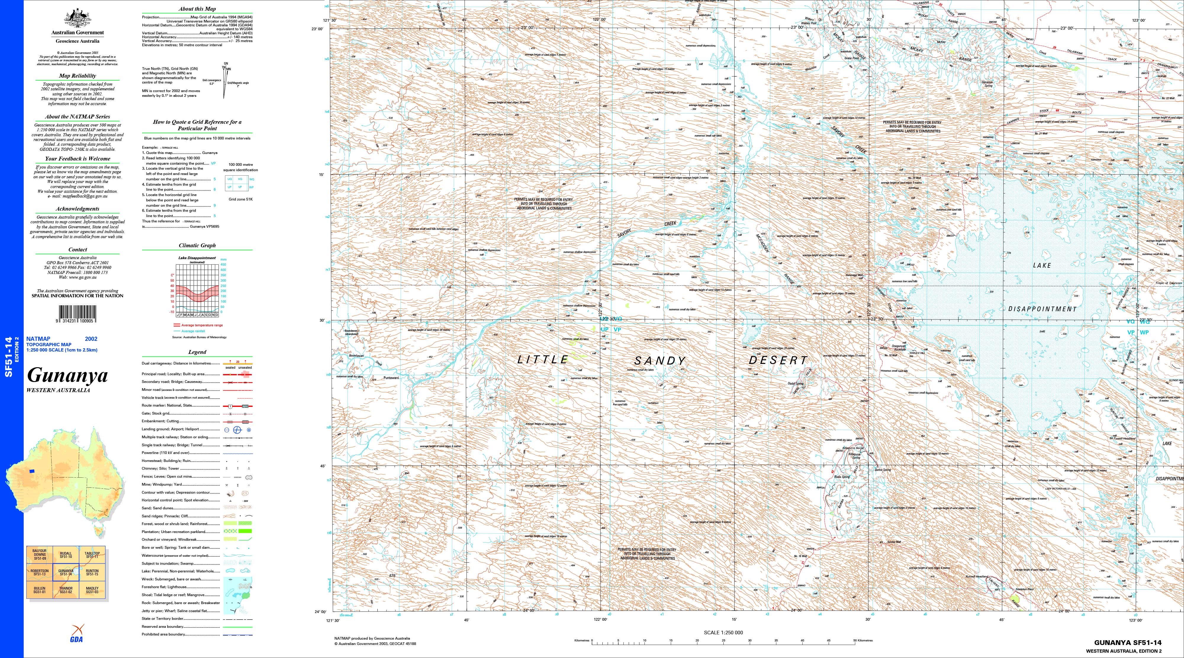 Gunanya SF51-14 Topographic Map 1:250k
