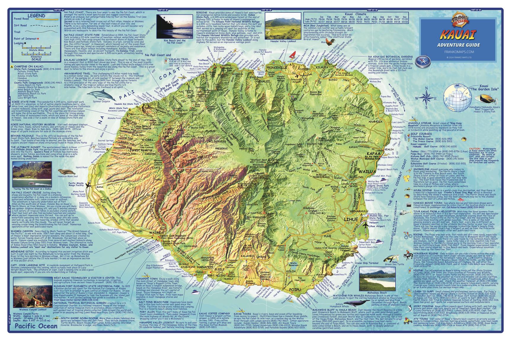Hawaii Kauai Wall Map by Franko