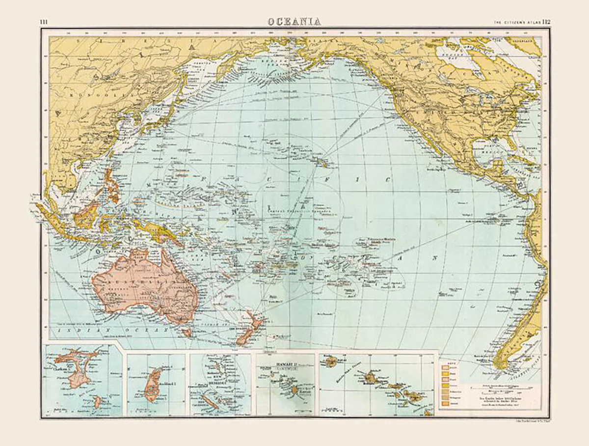 Historic Map of Oceania (1898) by Collins