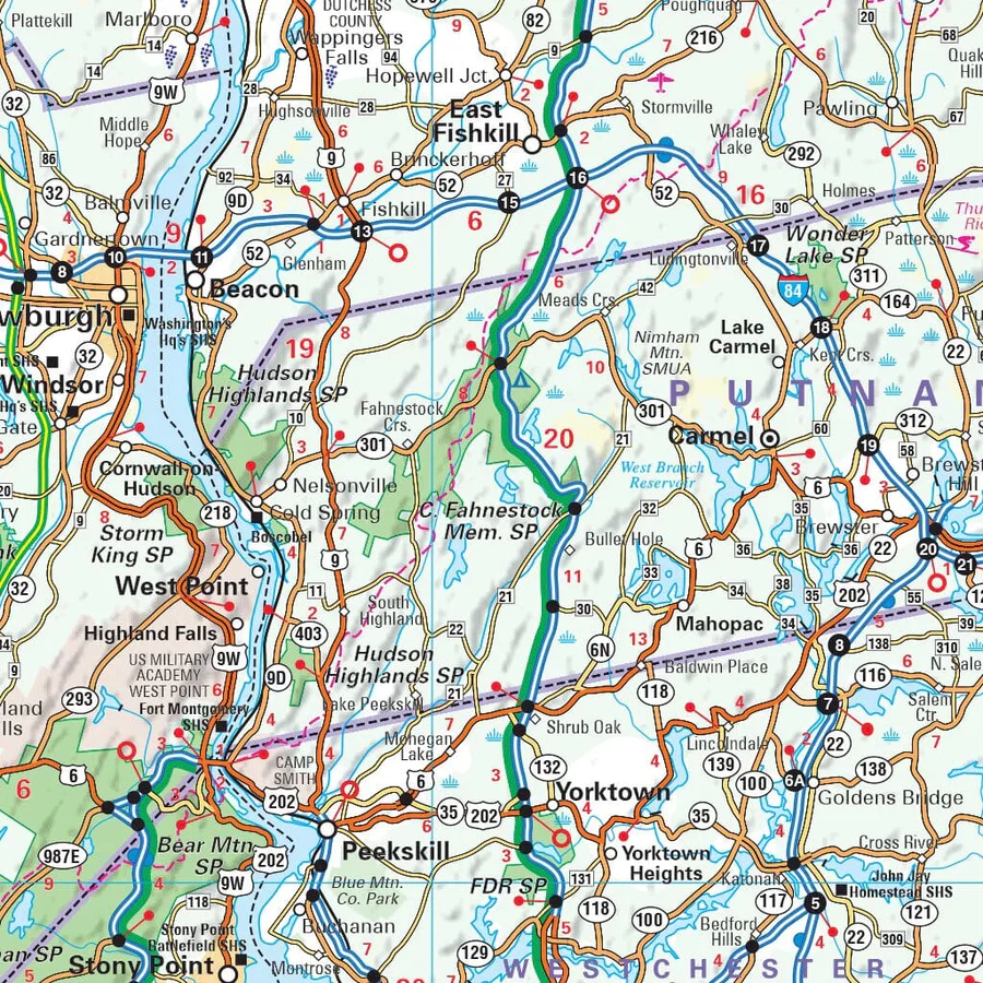 New England, Hudson Valley USA Michelin Map 581 - Image 5