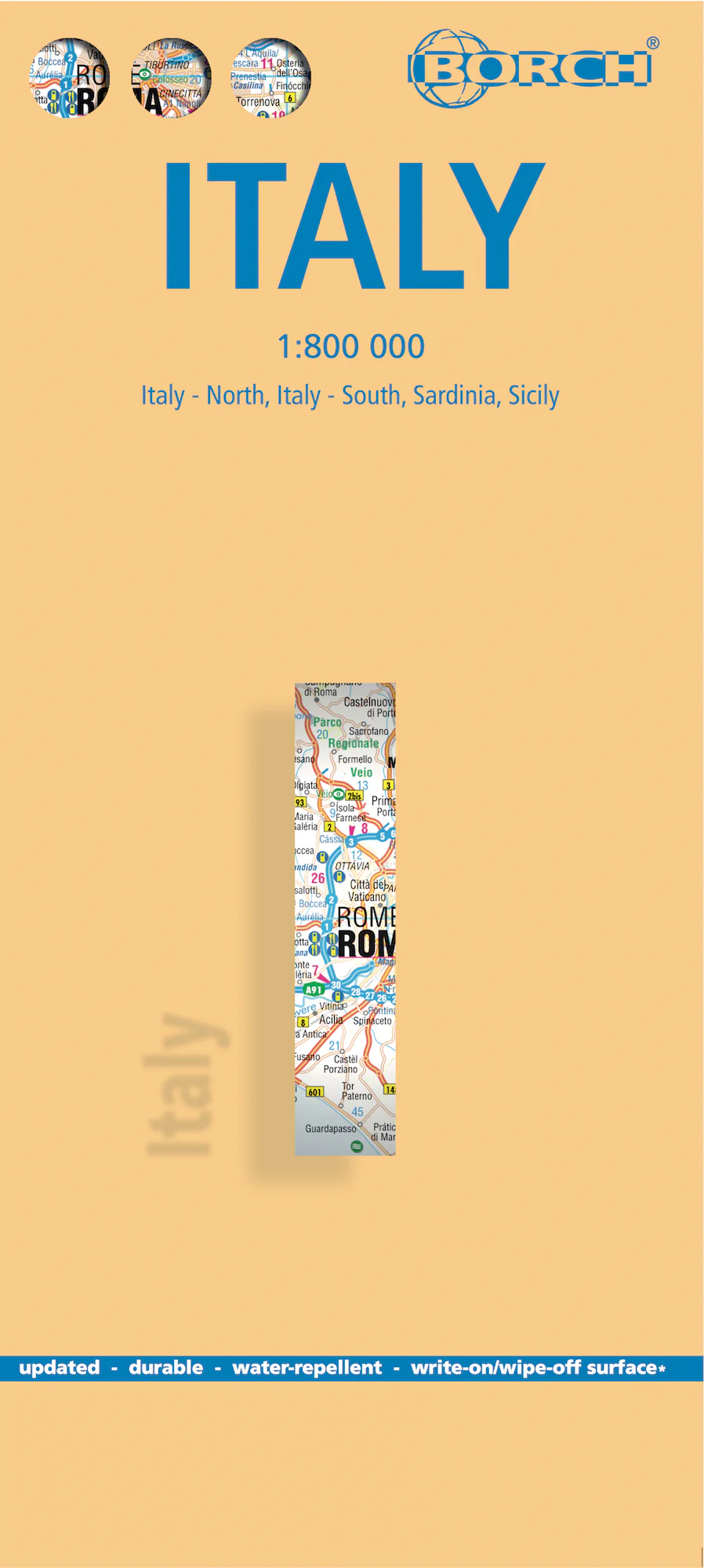 Italy Borch Folded Laminated Map