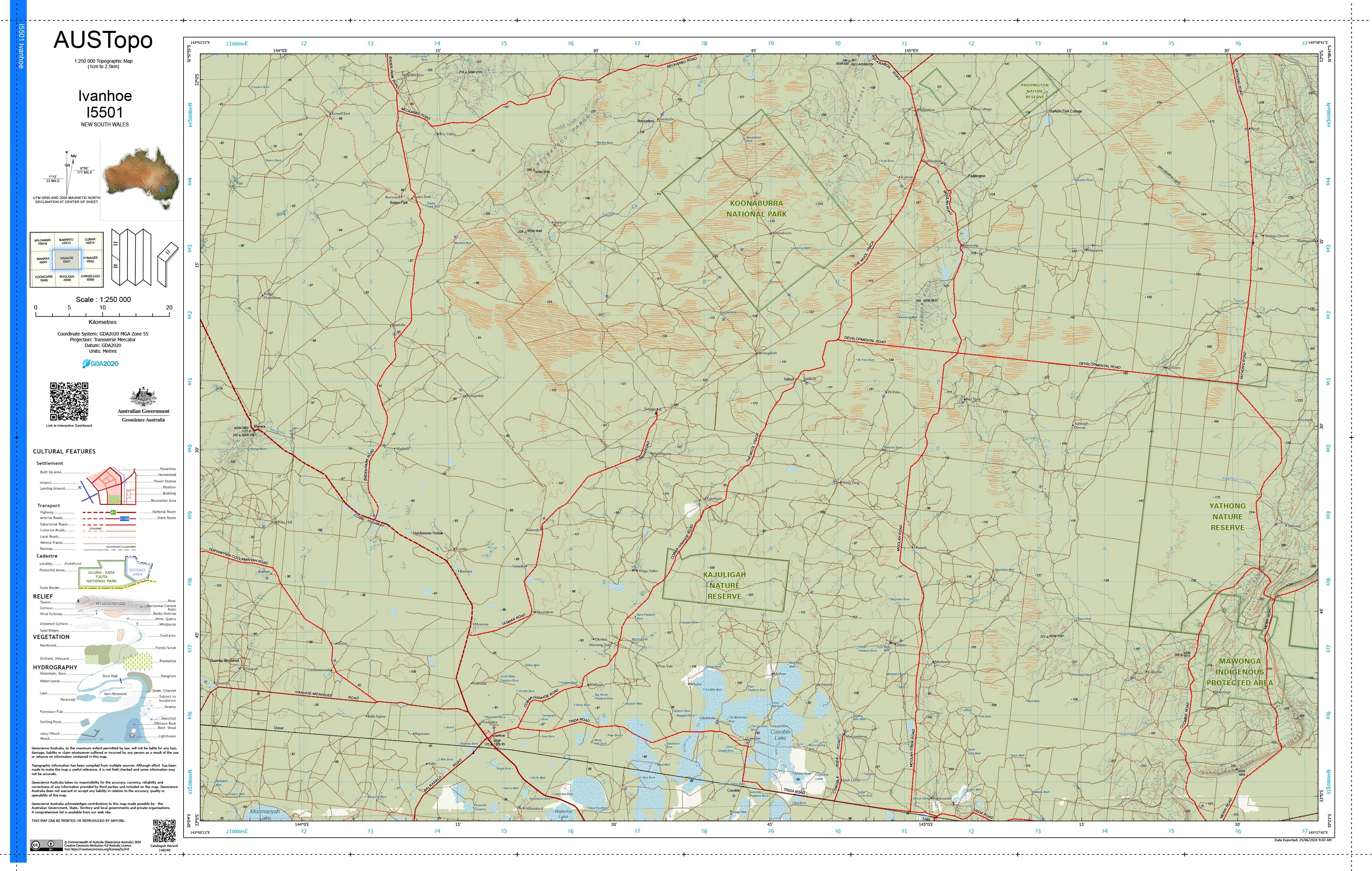 Ivanhoe I5501 AUSTopo 1:250,000 Map