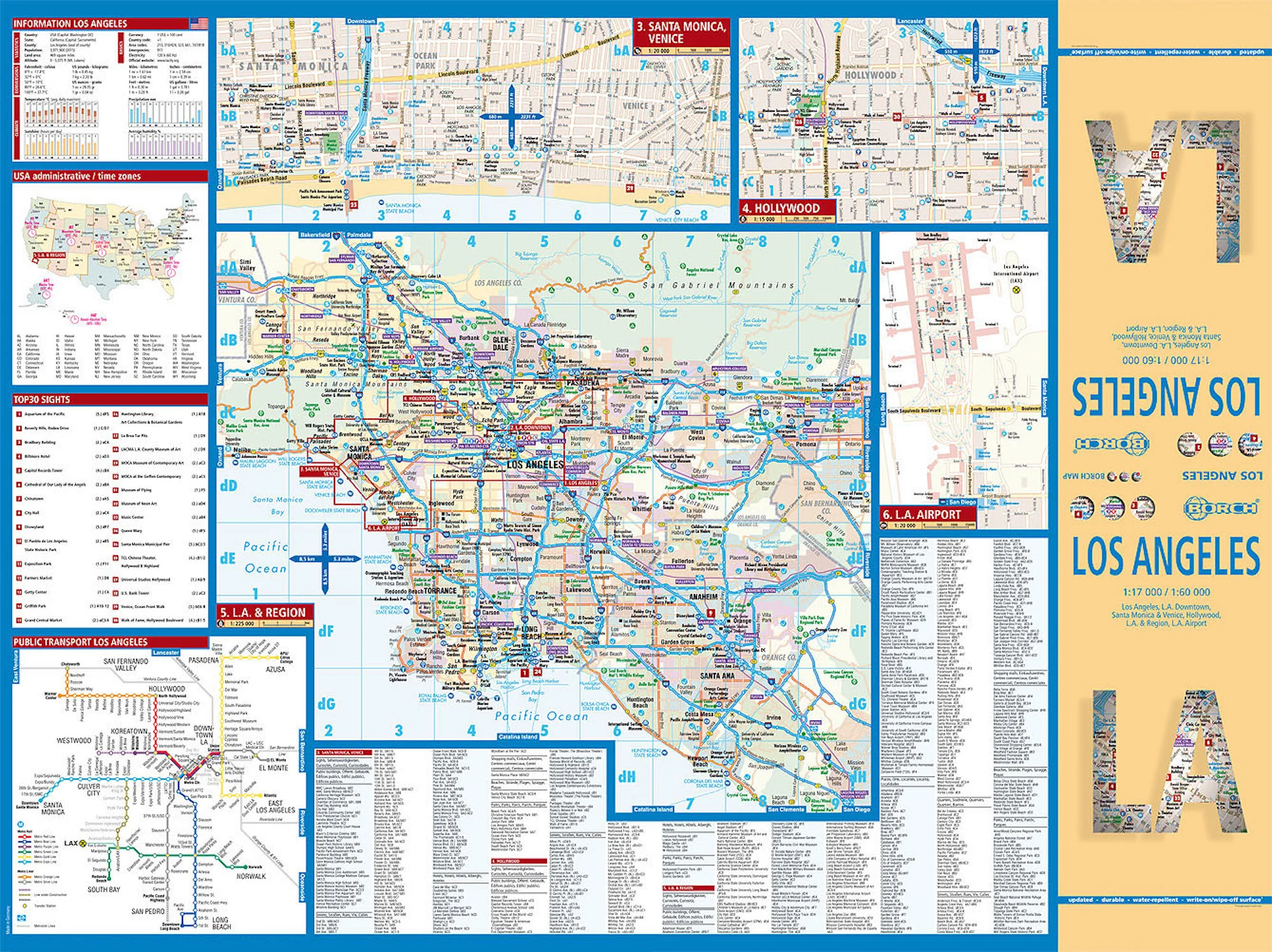 Los Angeles Borch Folded Laminated Map - Image 2