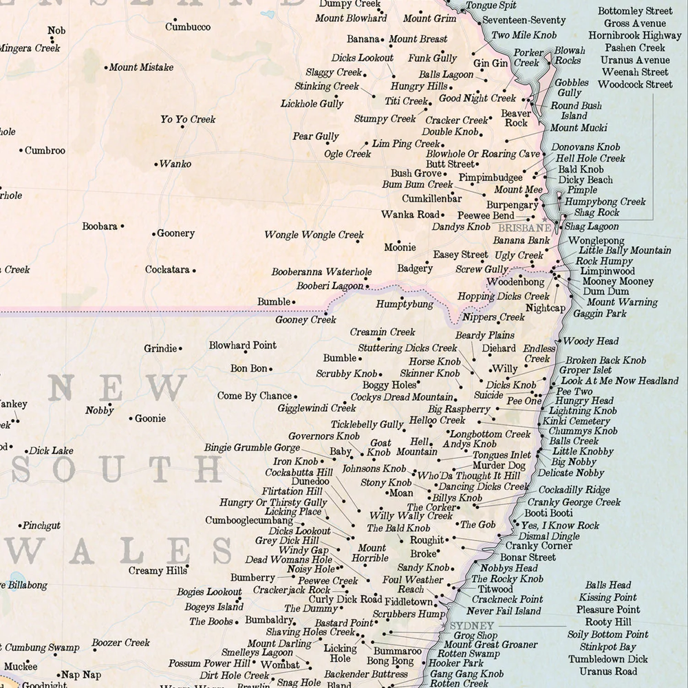 Marvellous Map of Actual Australian Place Names 660 x 660mm Laminated - Image 5