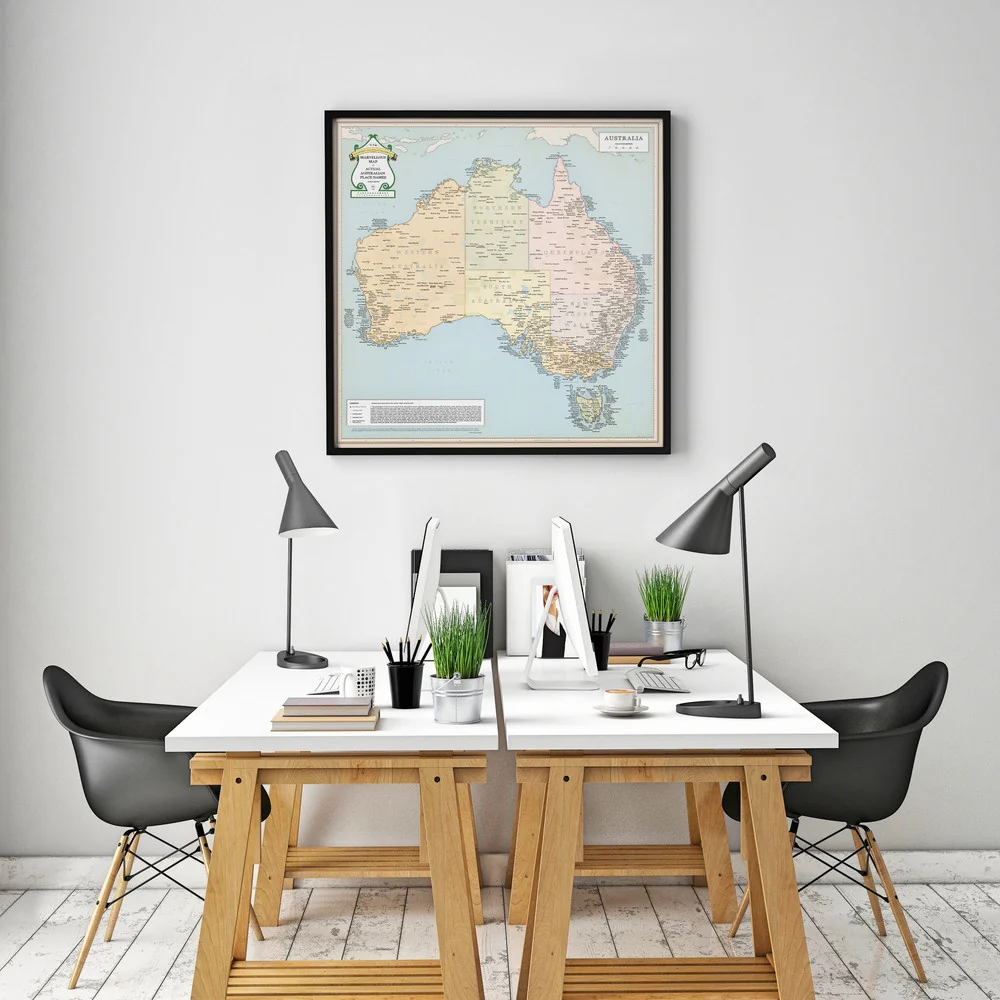 Marvellous Map of Actual Australian Place Names 660 x 660mm Laminated - Image 7