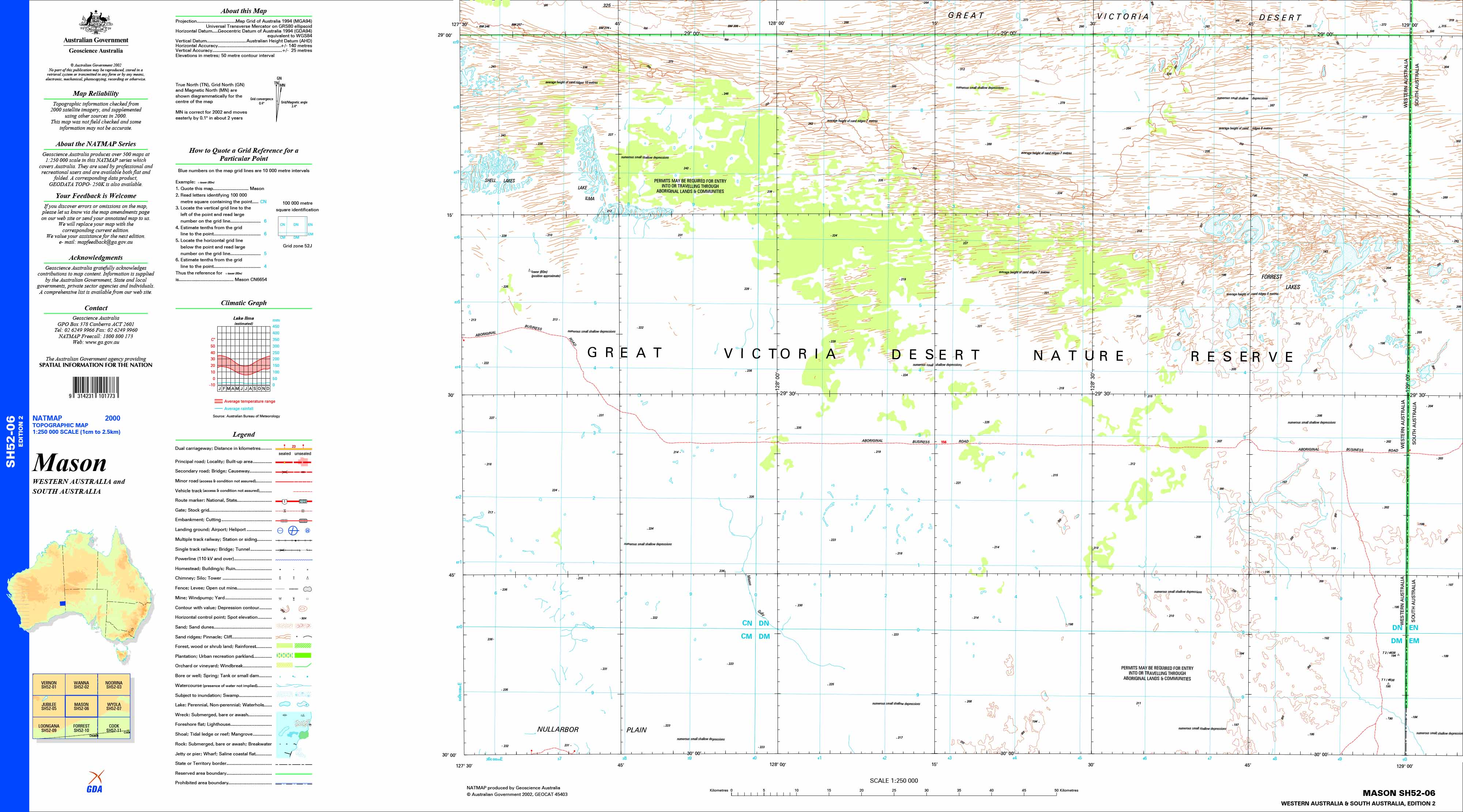 Mason SH52-06 Topographic Map 1:250k