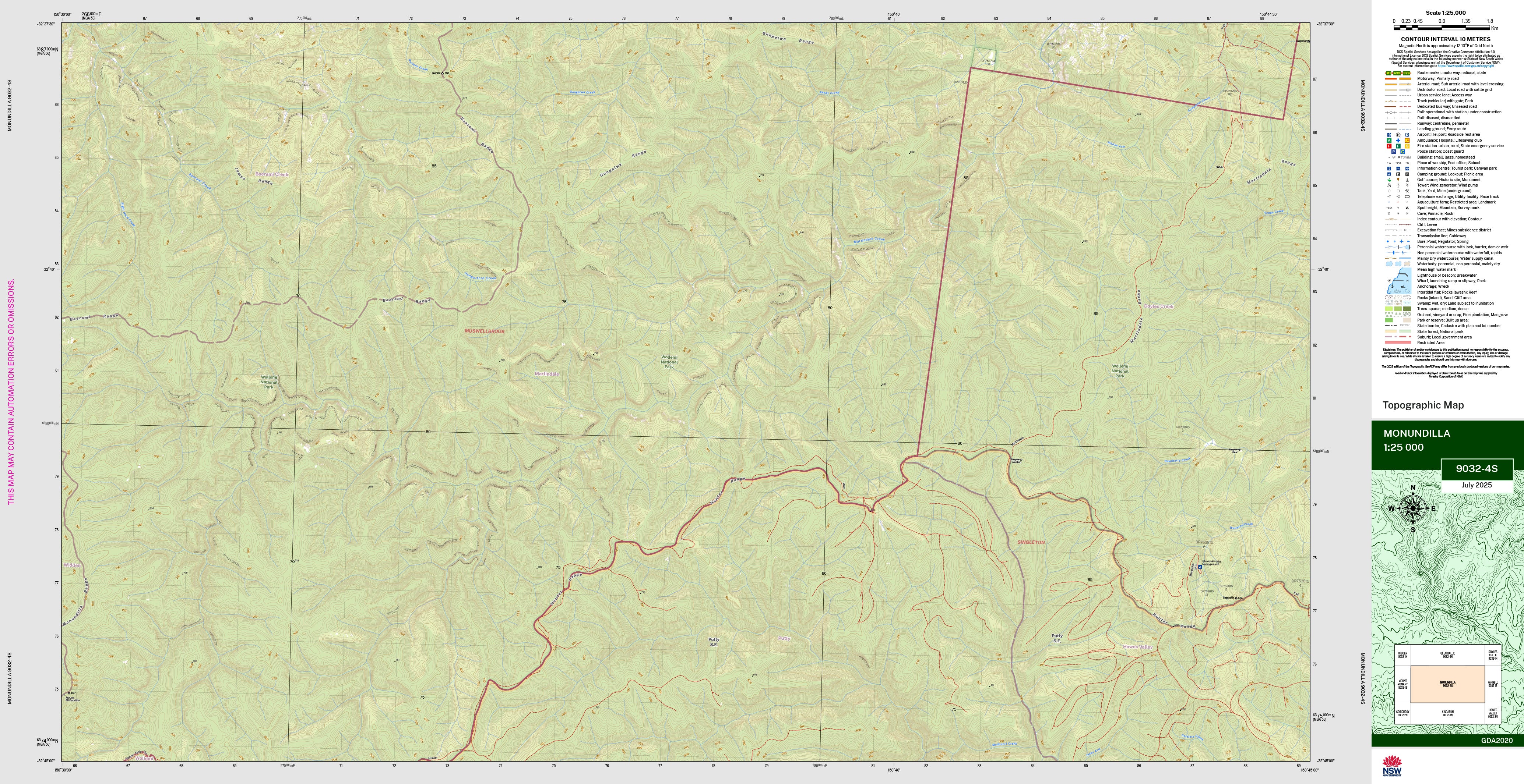 Monundilla 9032-4S Topographic Map 1:25k