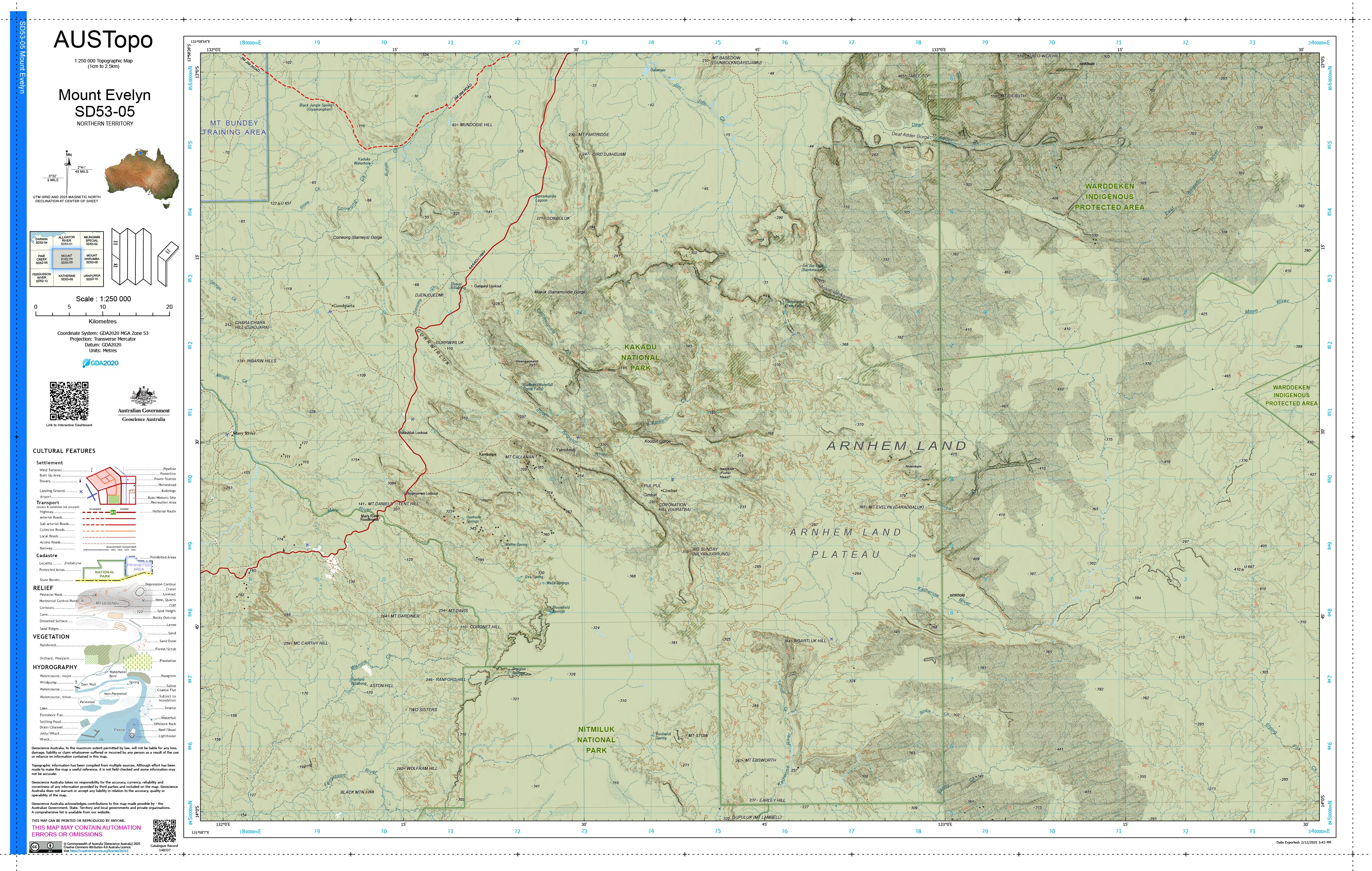 Mount Evelyn D5305 AUSTopo 1:250,000 Map