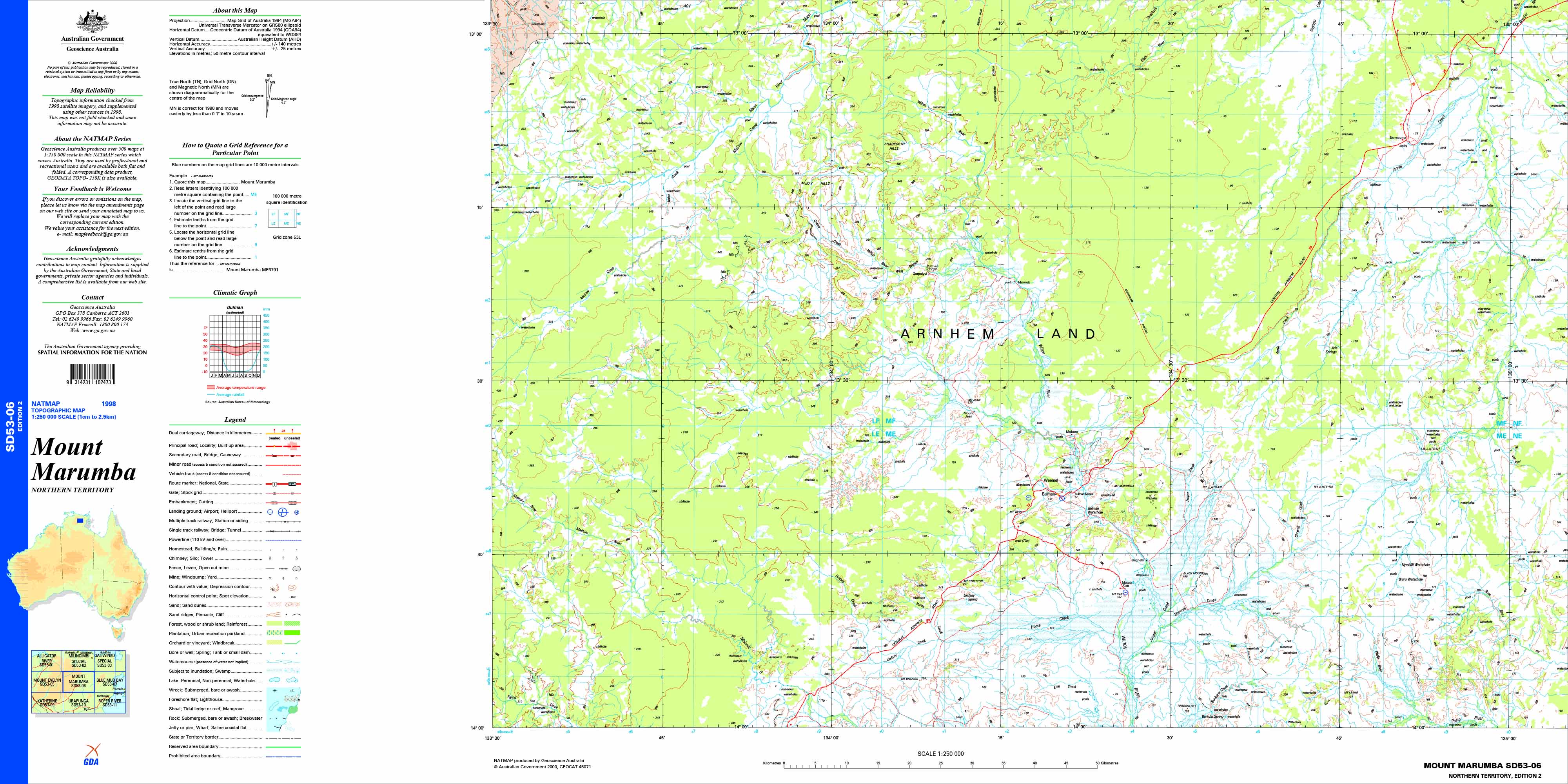 Mount Marumba SD53-06 Topographic Map 1:250k