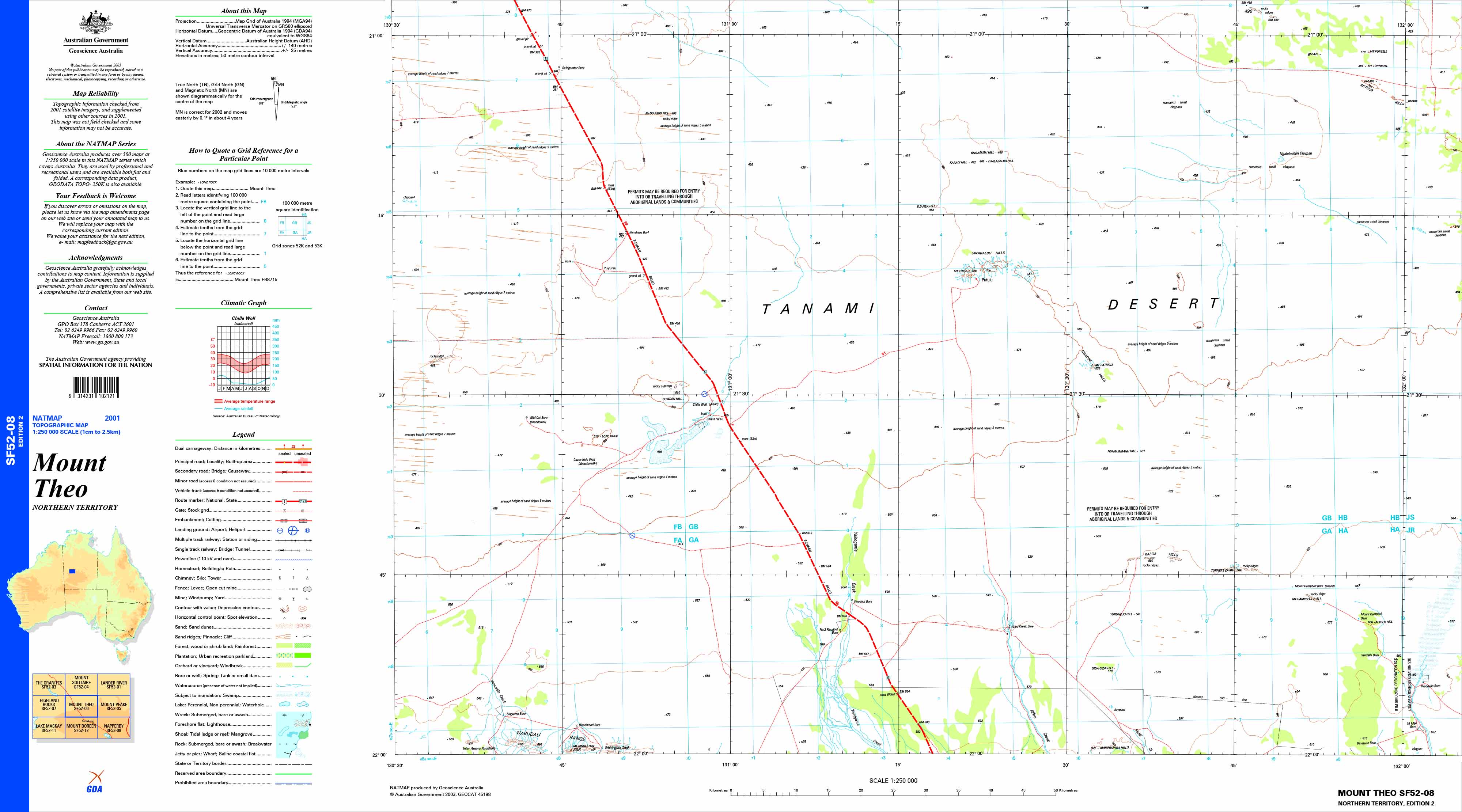 Mount Theo SF52-08 Topographic Map 1:250k
