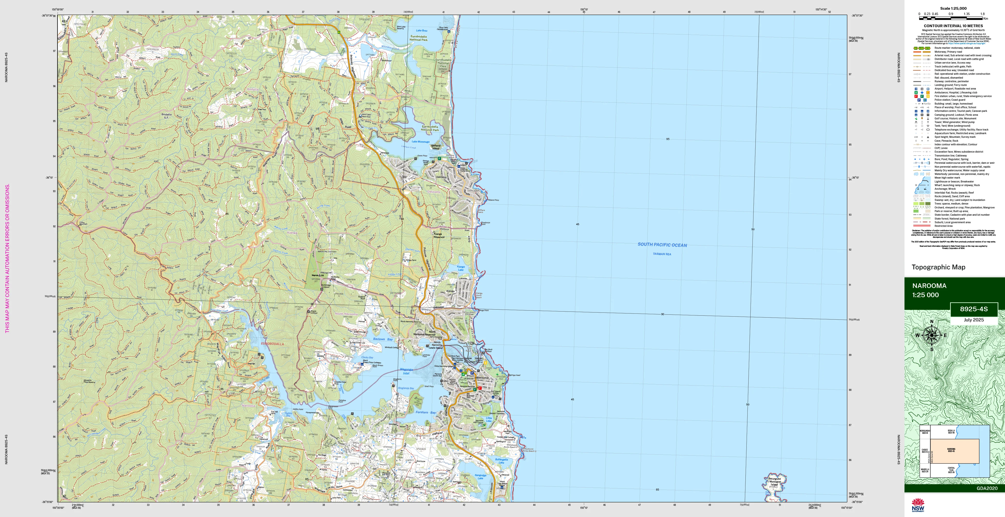 Narooma 8925-4S Topographic Map 1:25k
