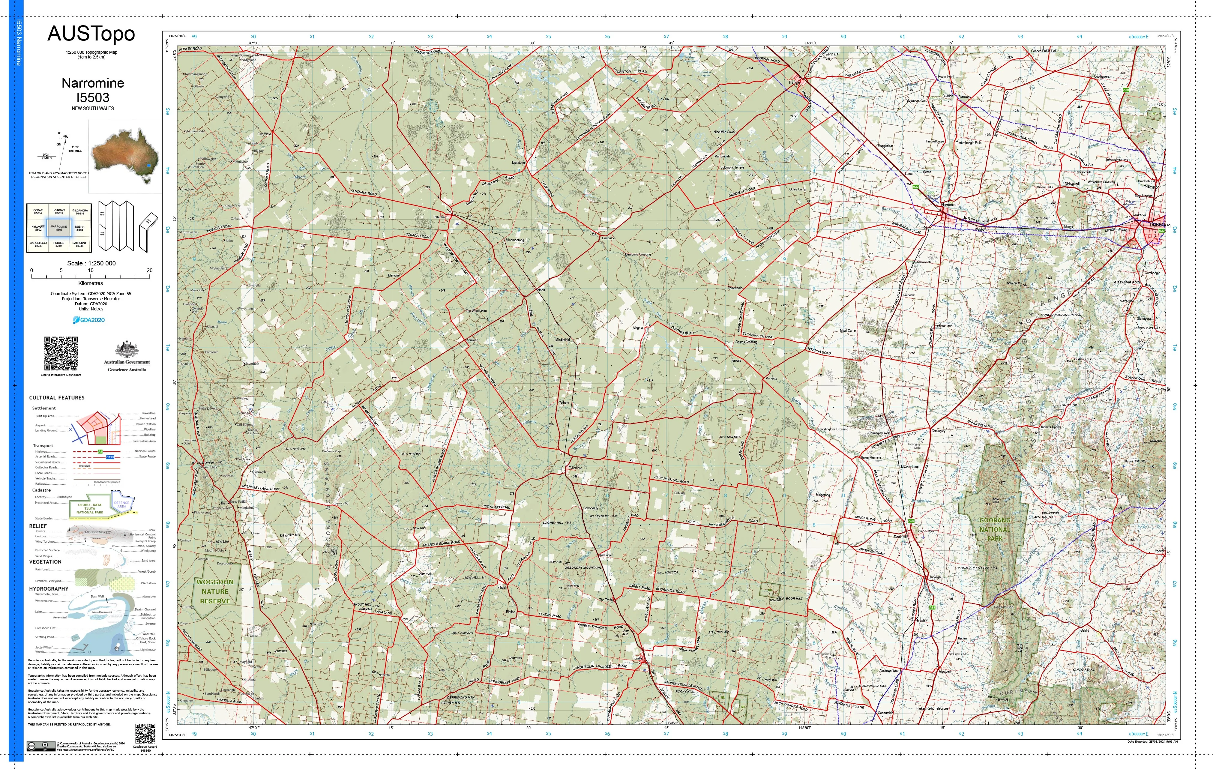 Narromine I5503 AUSTopo 1:250,000 Map