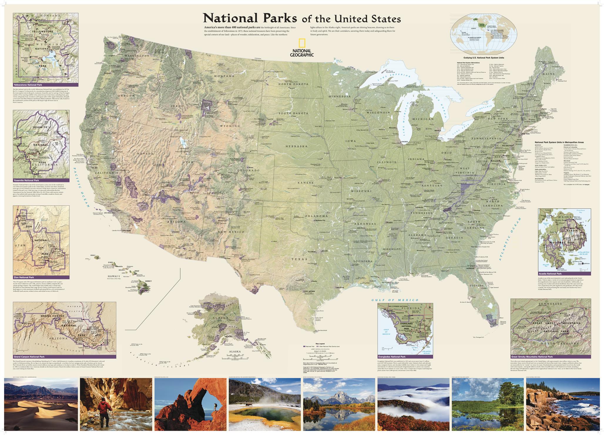 National Parks of the United States Wall Map by National Geographic