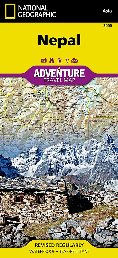 Nepal National Geographic Adventure Map – Folded & Waterproof