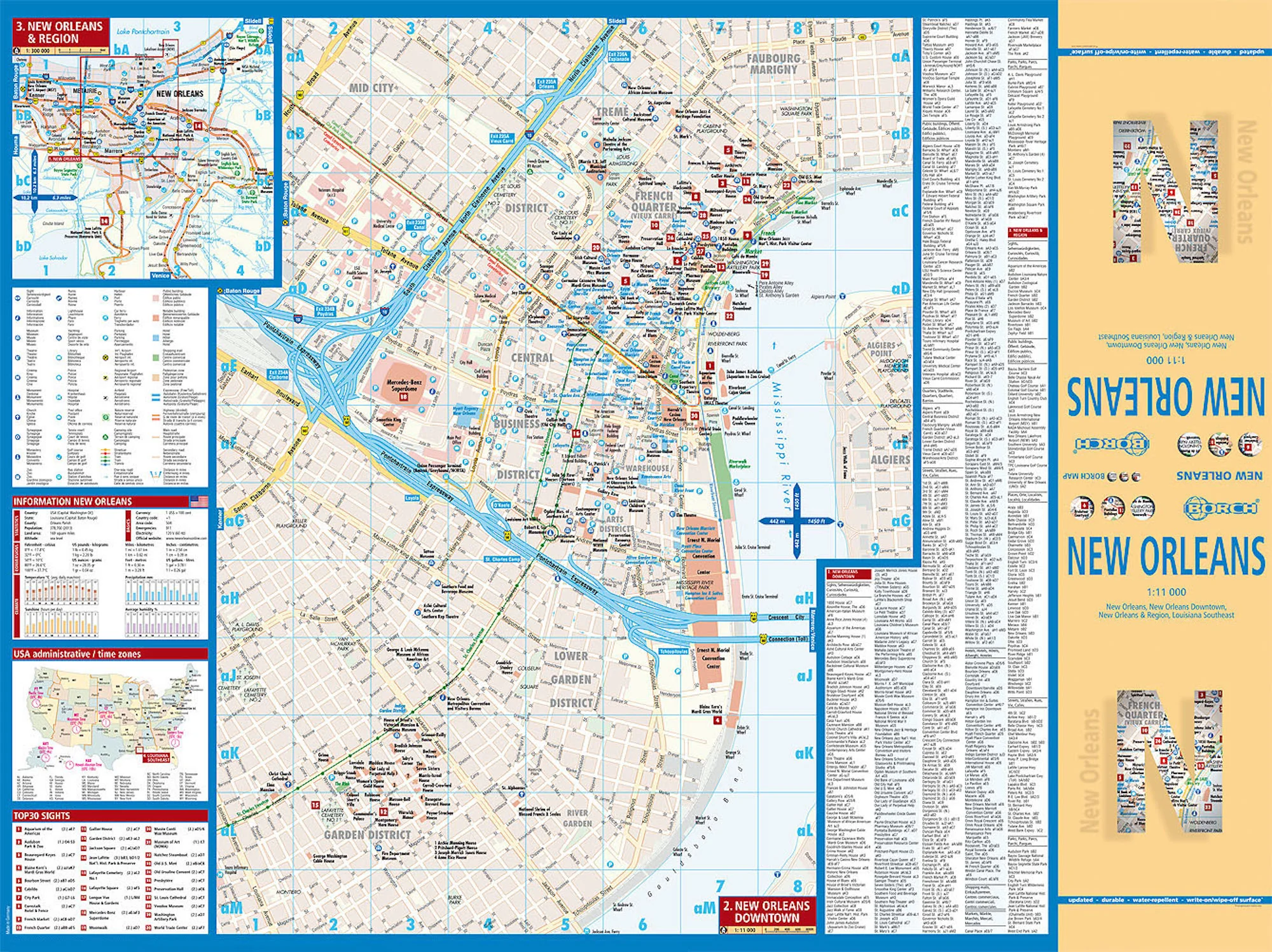 New Orleans Folded Laminated City Map – Borch 9th Edition - Image 2