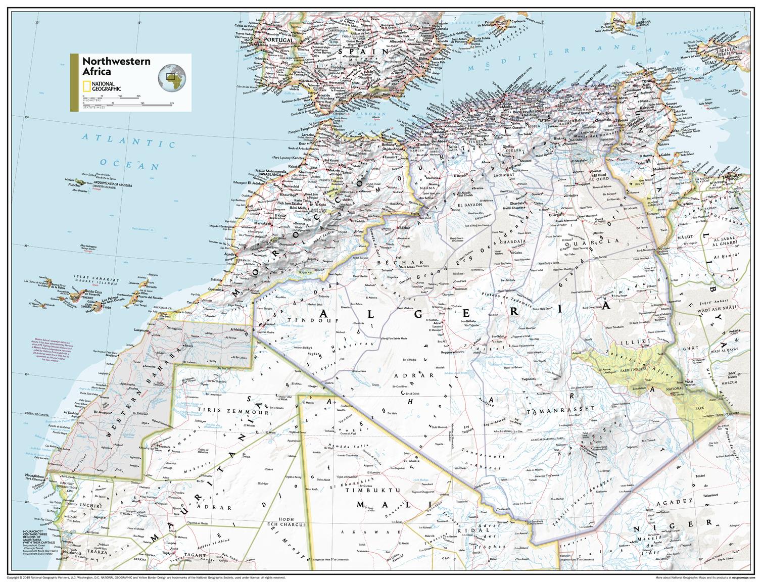 Northwestern Africa Atlas of the World, 11th Edition, National Geographic Wall Map