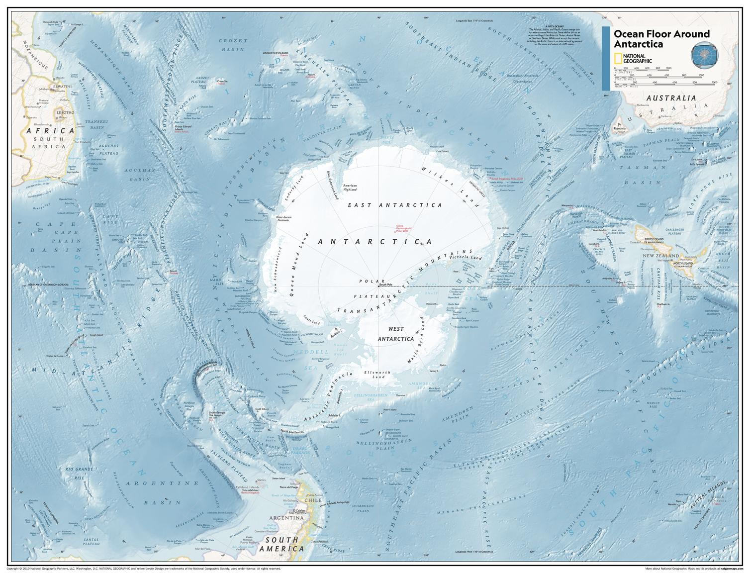 Ocean Floor around Antarctica - Atlas of the World, 11th Edition by National Geographic