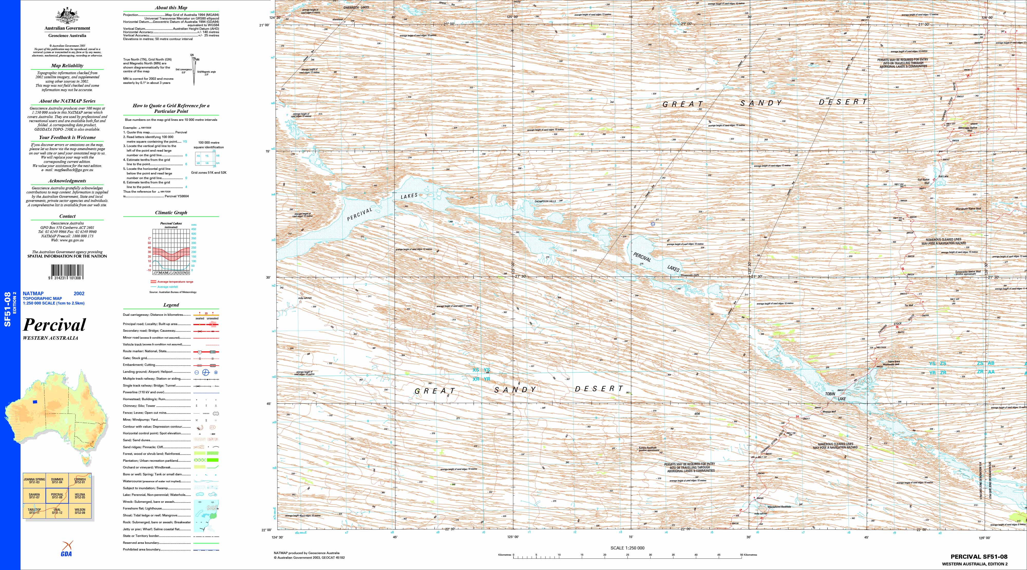 Percival SF51-08 Topographic Map 1:250k