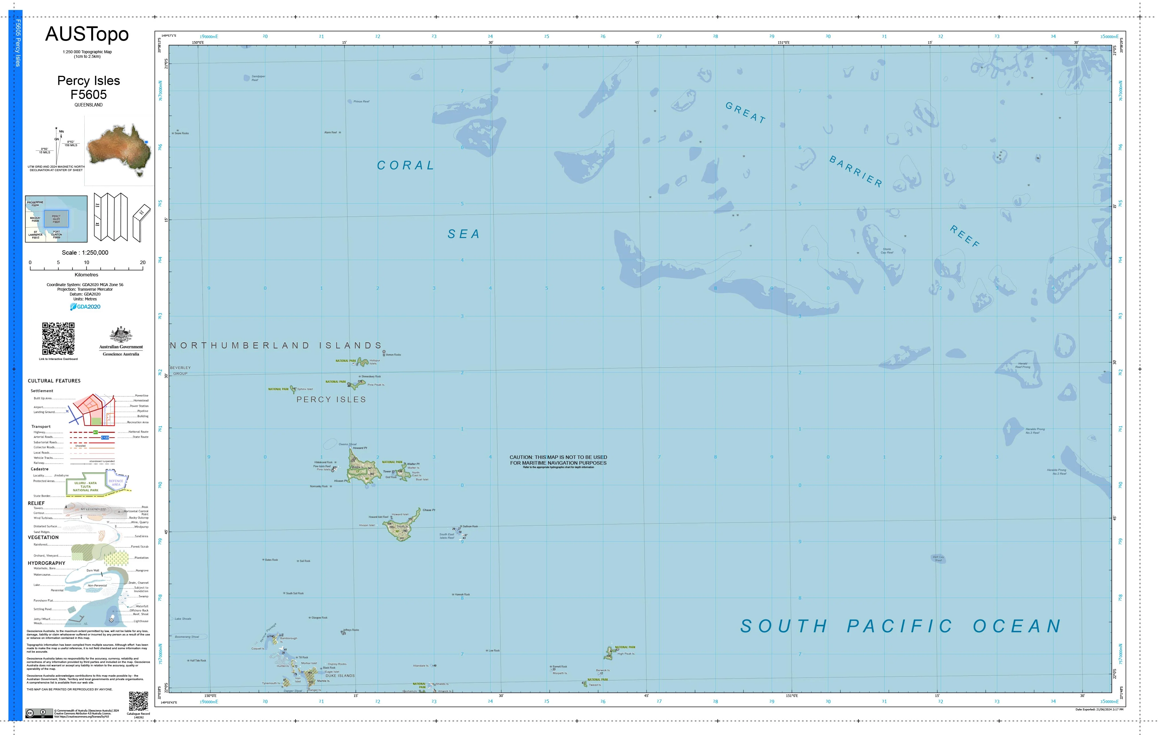 Percy Isles F5605 AUSTopo 1:250,000 Map
