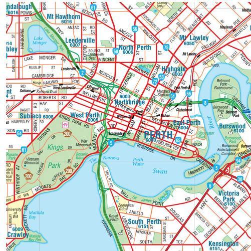 Perth & Region 700 x 1000mm Canvas Wall Map by Hema Maps - Image 2