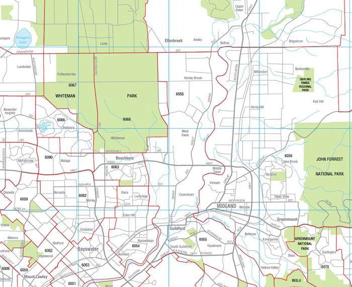 Western Australia Postcode Laminated Wall Map 788 x 1120mm - Image 2