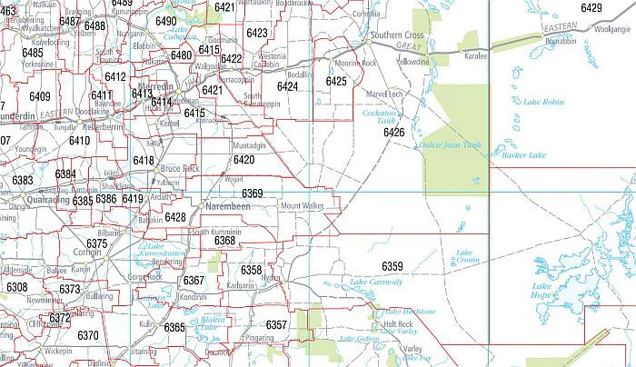 Western Australia Postcode Laminated Wall Map 788 x 1120mm - Image 3