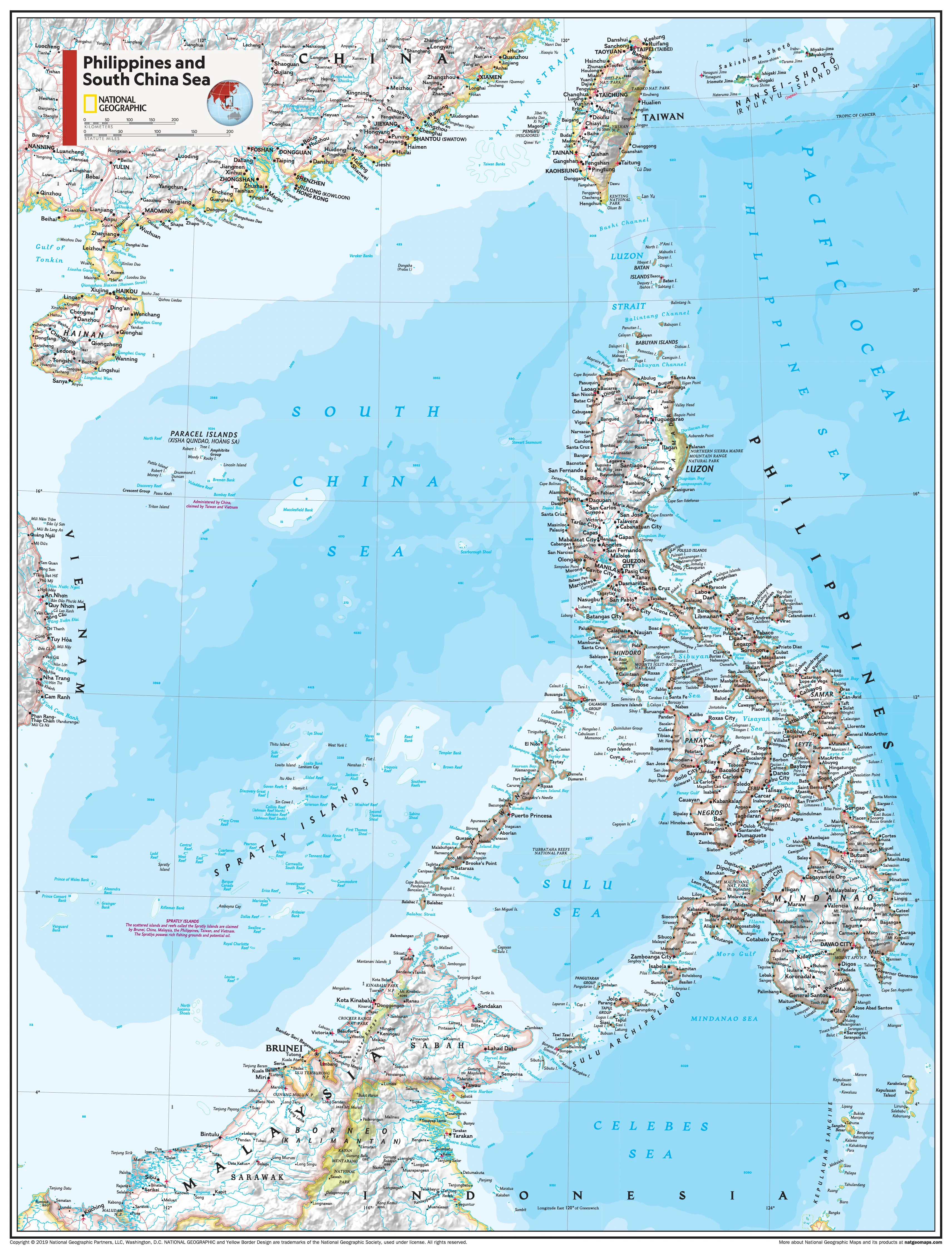 Philippines & South China Sea Atlas of the World, 11th Edition, National Geographic Wall Map