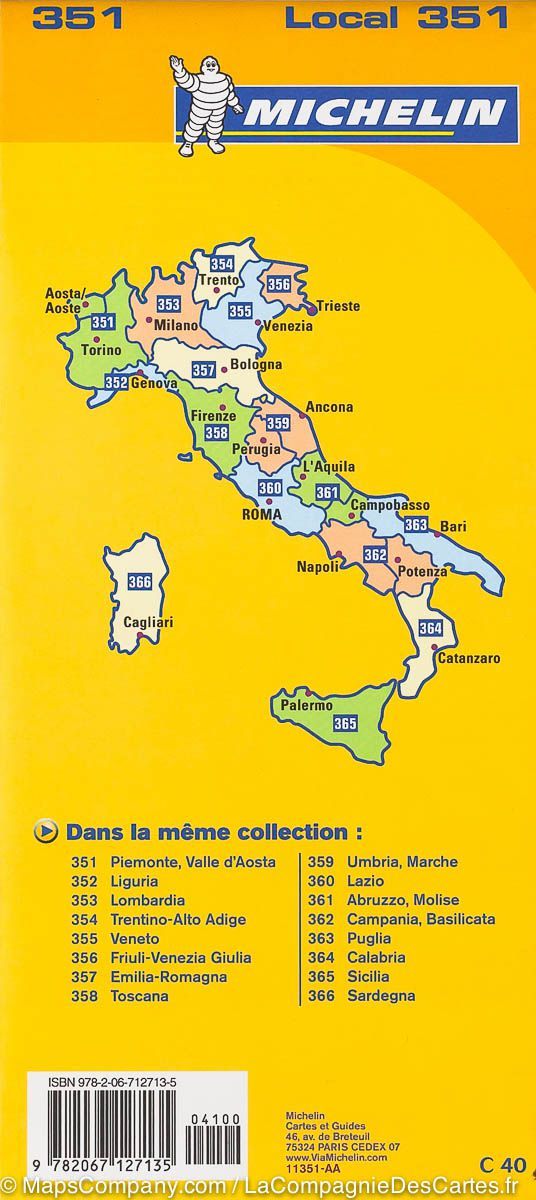 Italy Piedmont & Aosta Valley Michelin Map 351 - Image 2