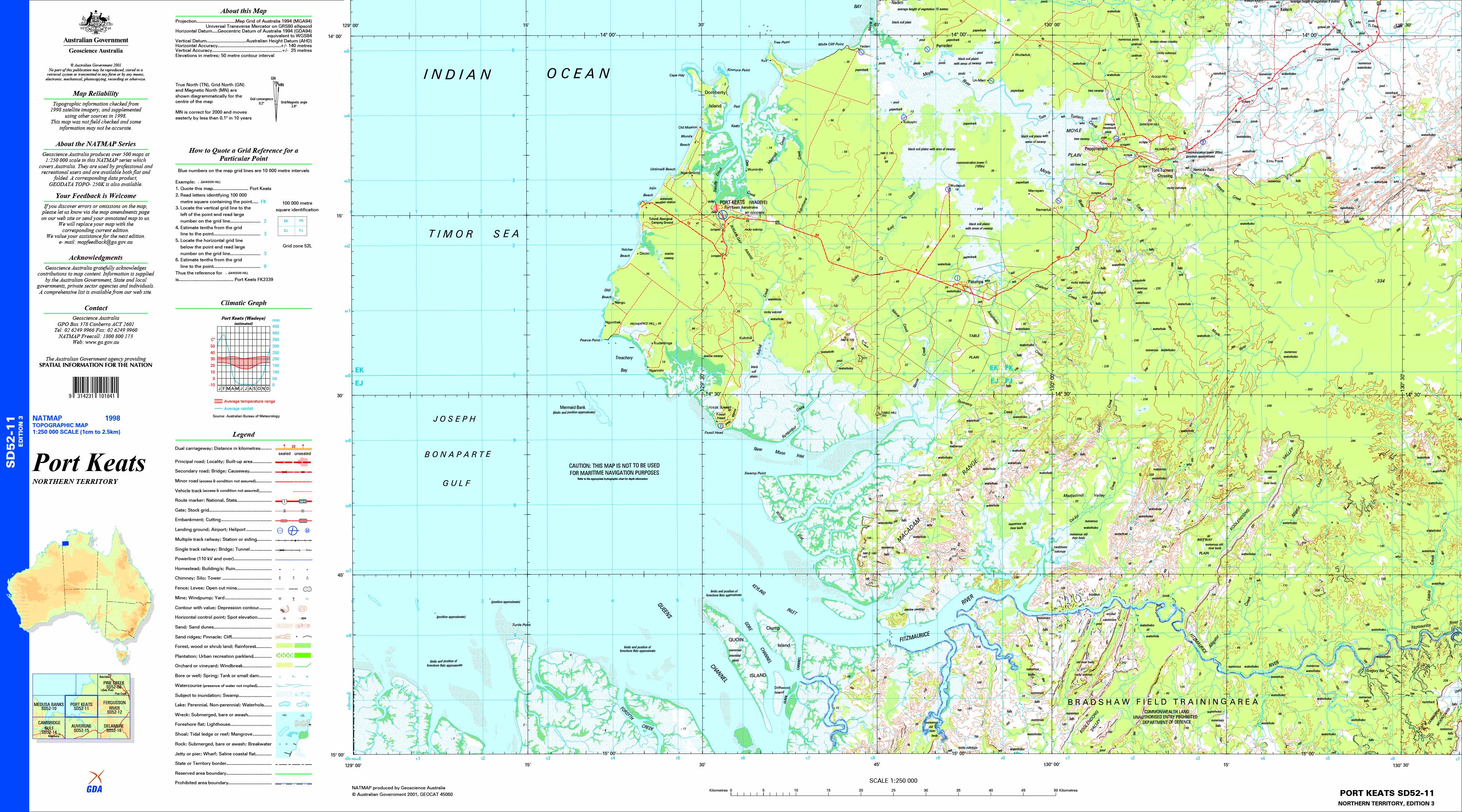 Port Keats SD52-11 Topographic Map 1:250k