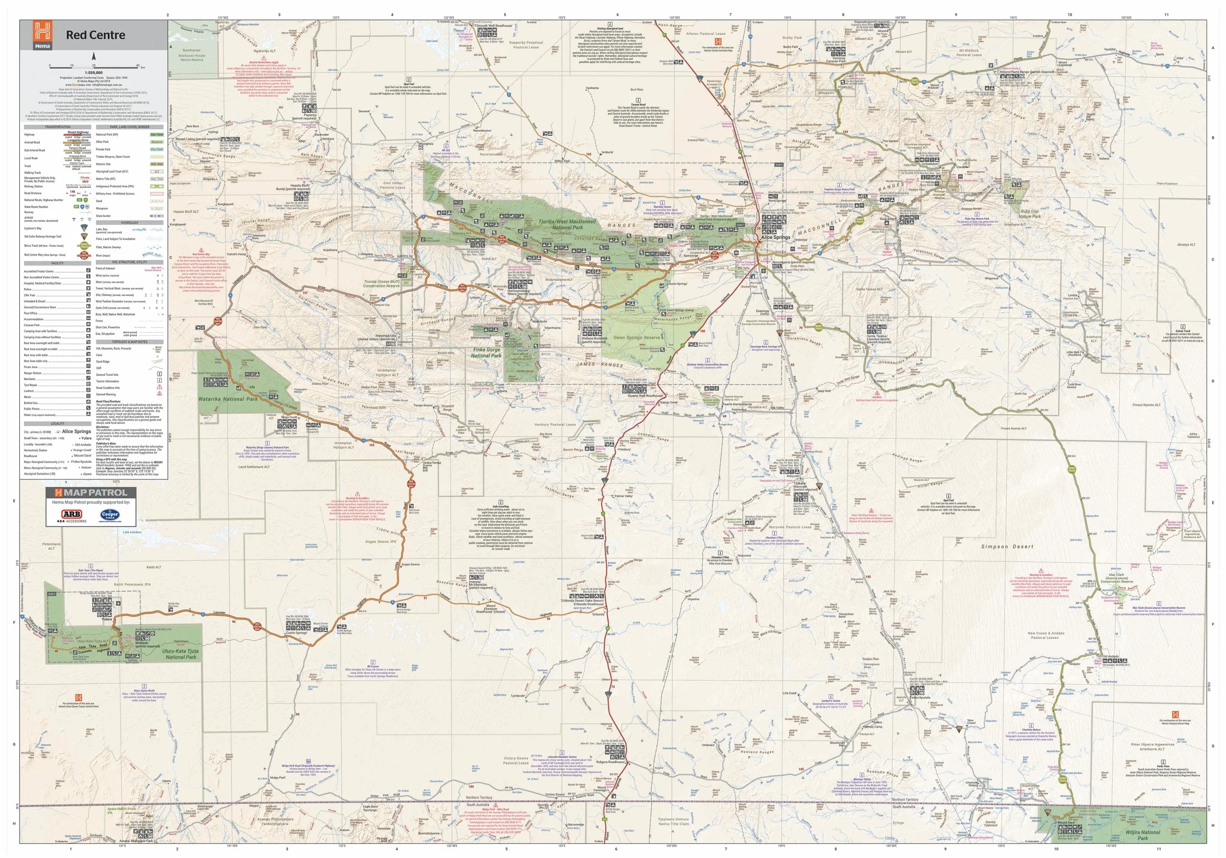 Red Centre Hema 835 x 500mm Laminated Wall Map