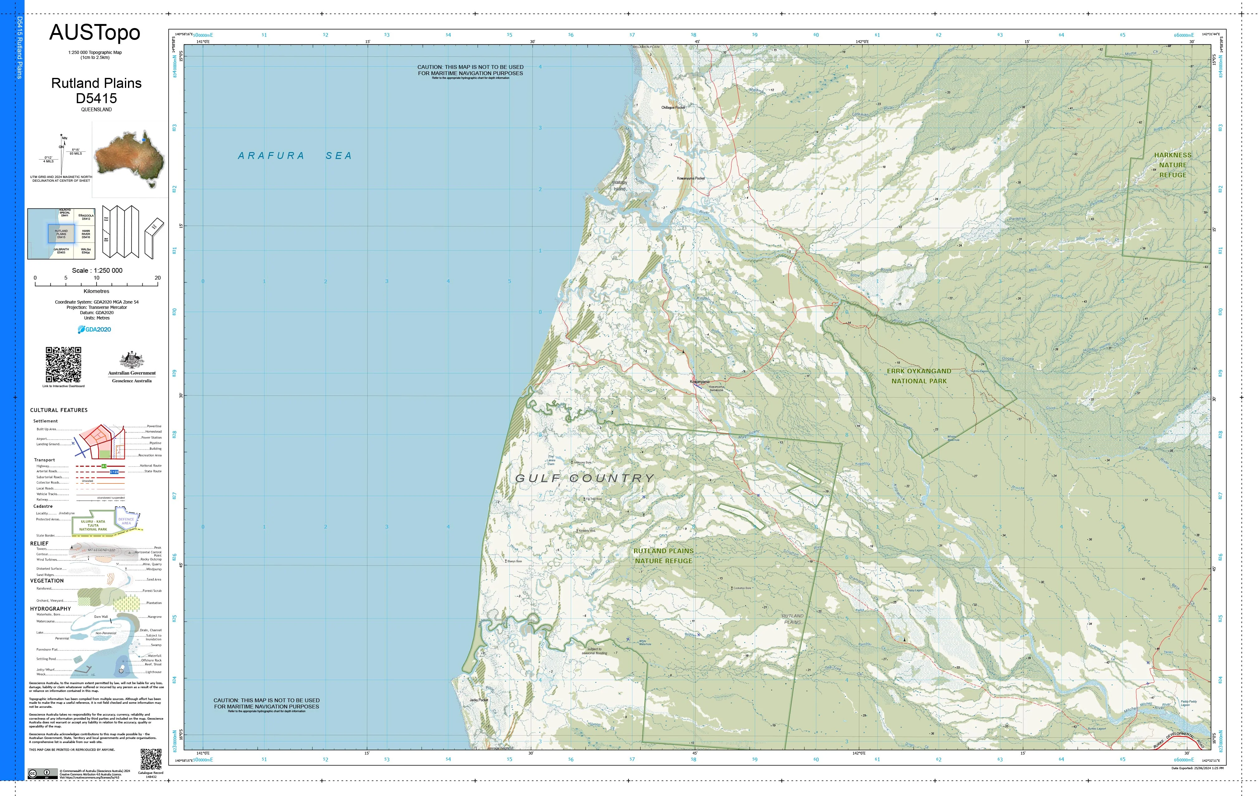 Rutland Plains D5415 AUSTopo 1:250,000 Map