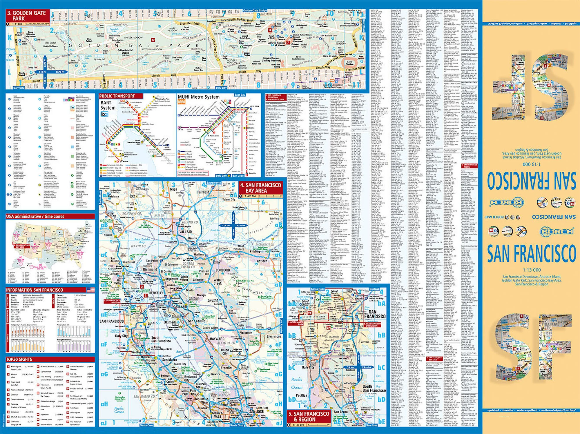 San Francisco Borch Folded Laminated Map - Image 2