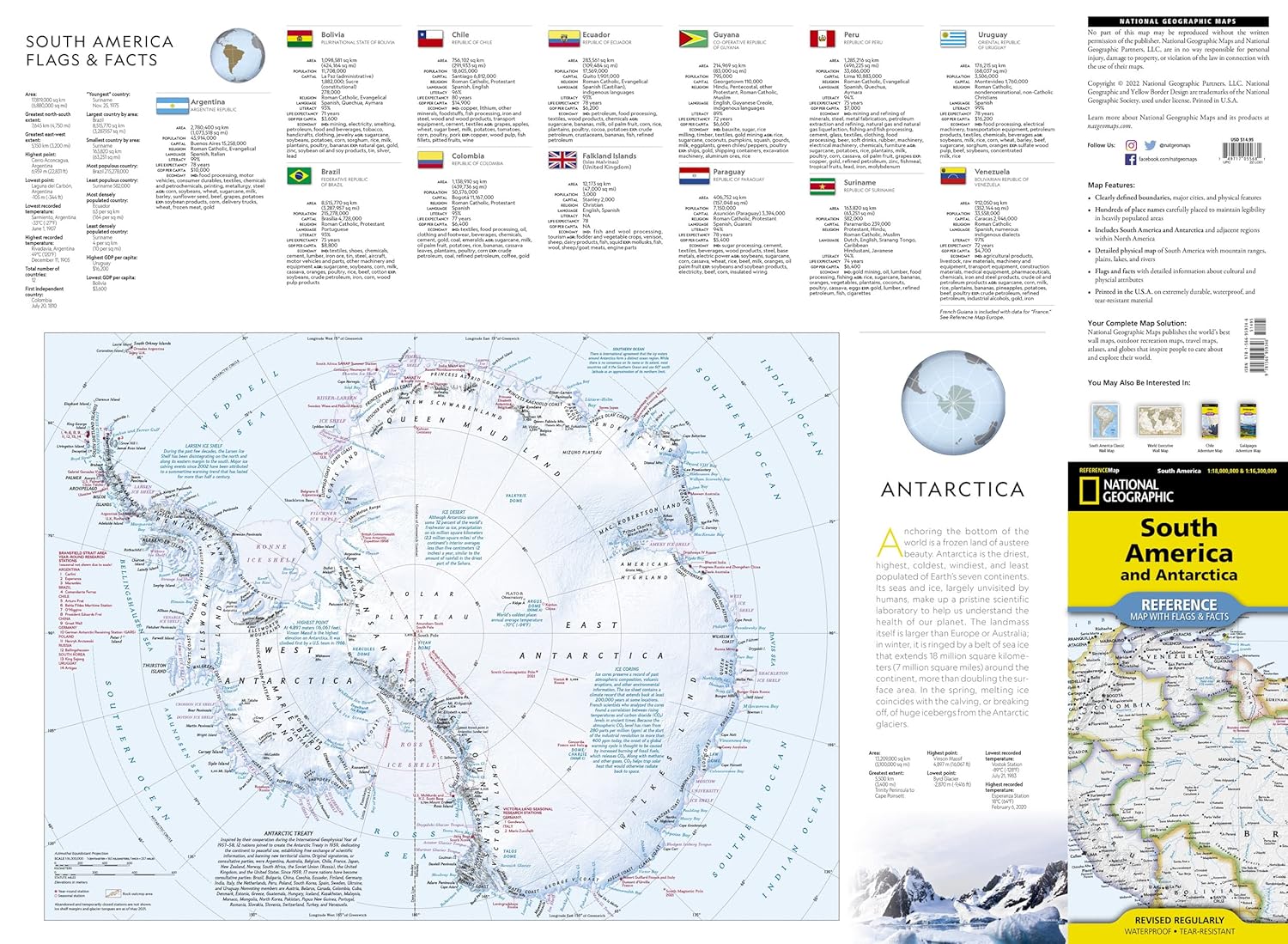 South America and Antarctica Folded Map - Image 2
