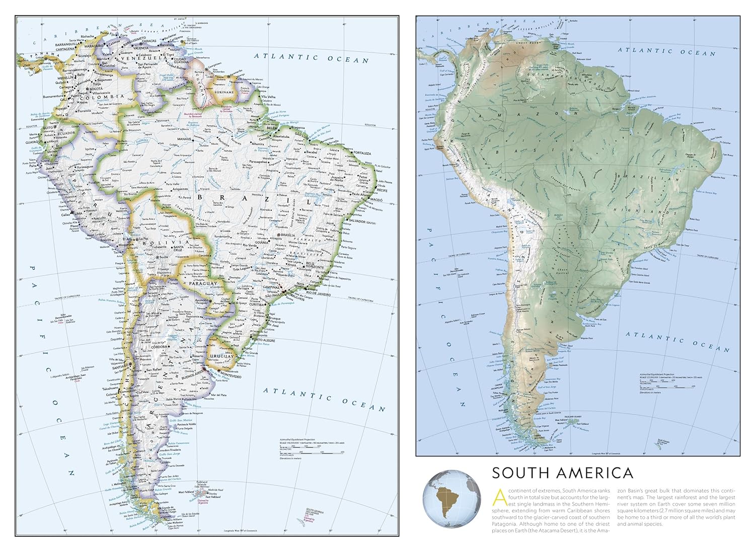 South America and Antarctica Folded Map - Image 3