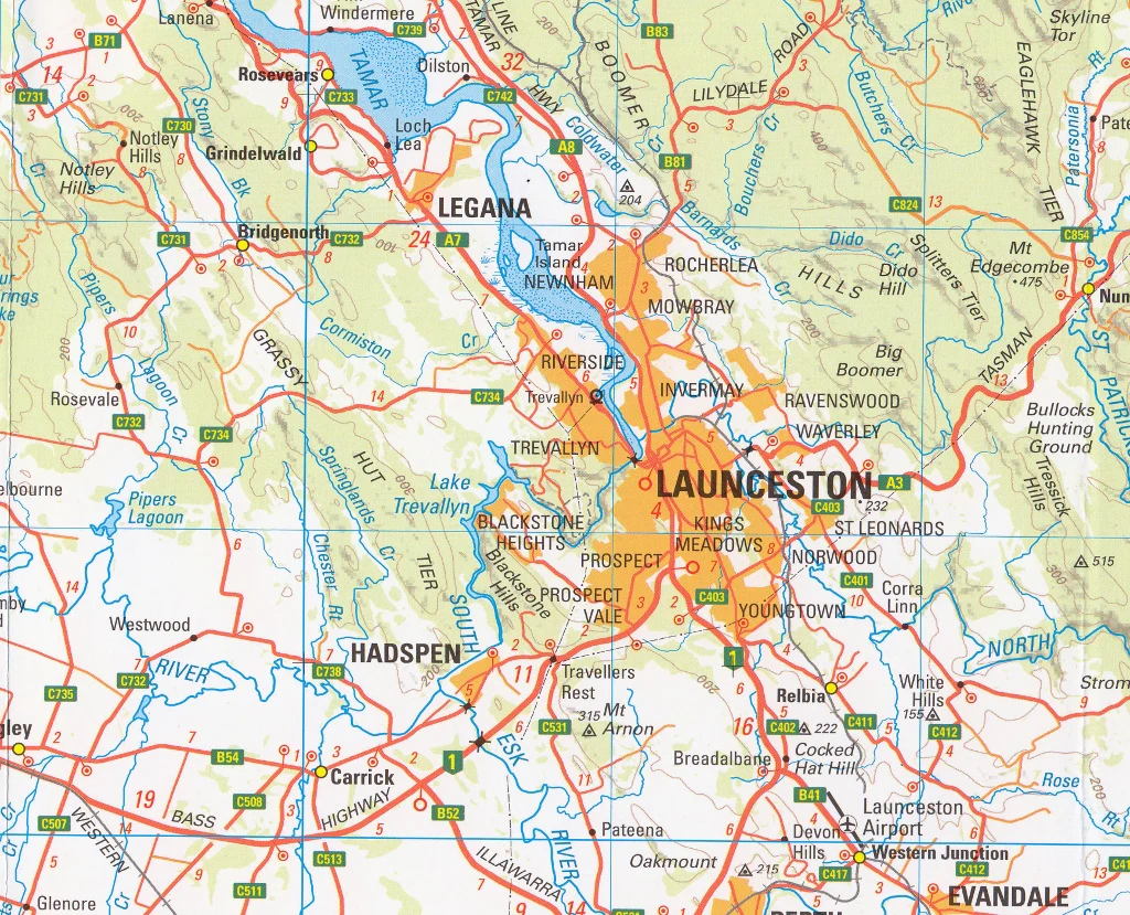 Tasmania North East Tasmap Map - Image 3