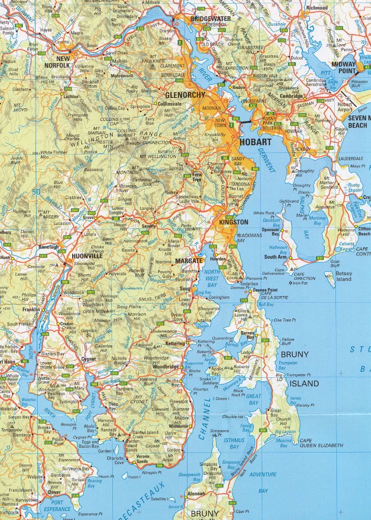 Tasmania South East Tasmap Map - Image 2