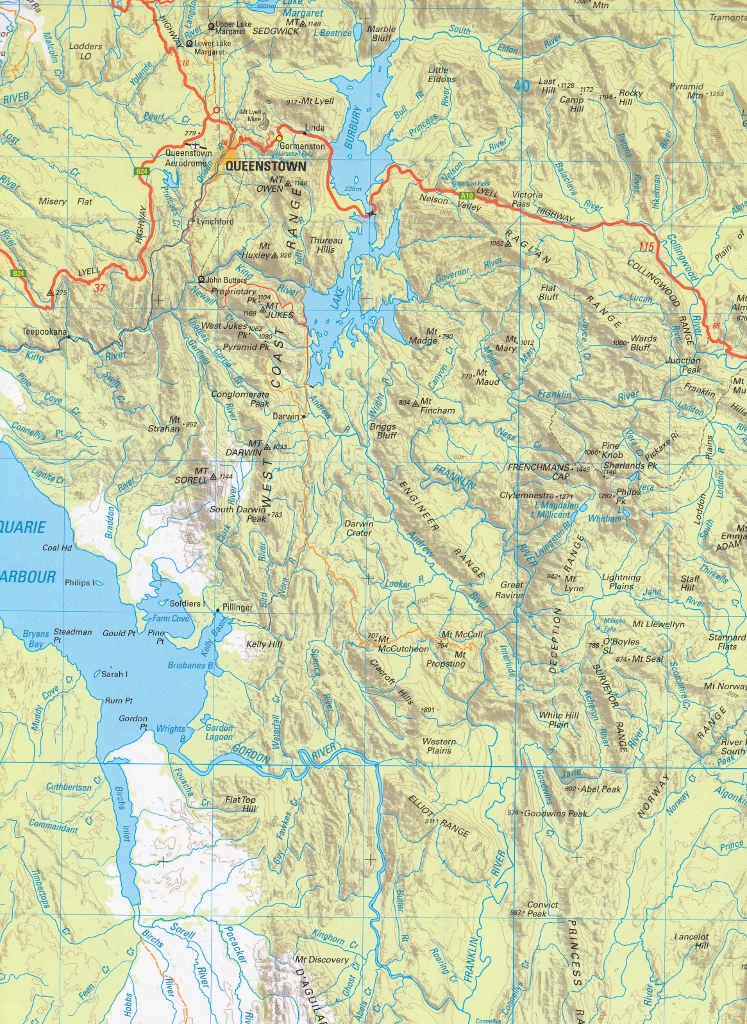 Tasmania South West Tasmap Map - Image 2