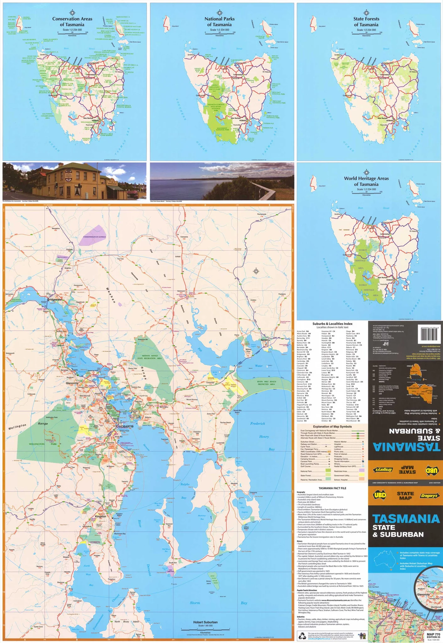 Tasmania UBD 770 Map 690 x 1000mm Laminated Wall Map - Image 2