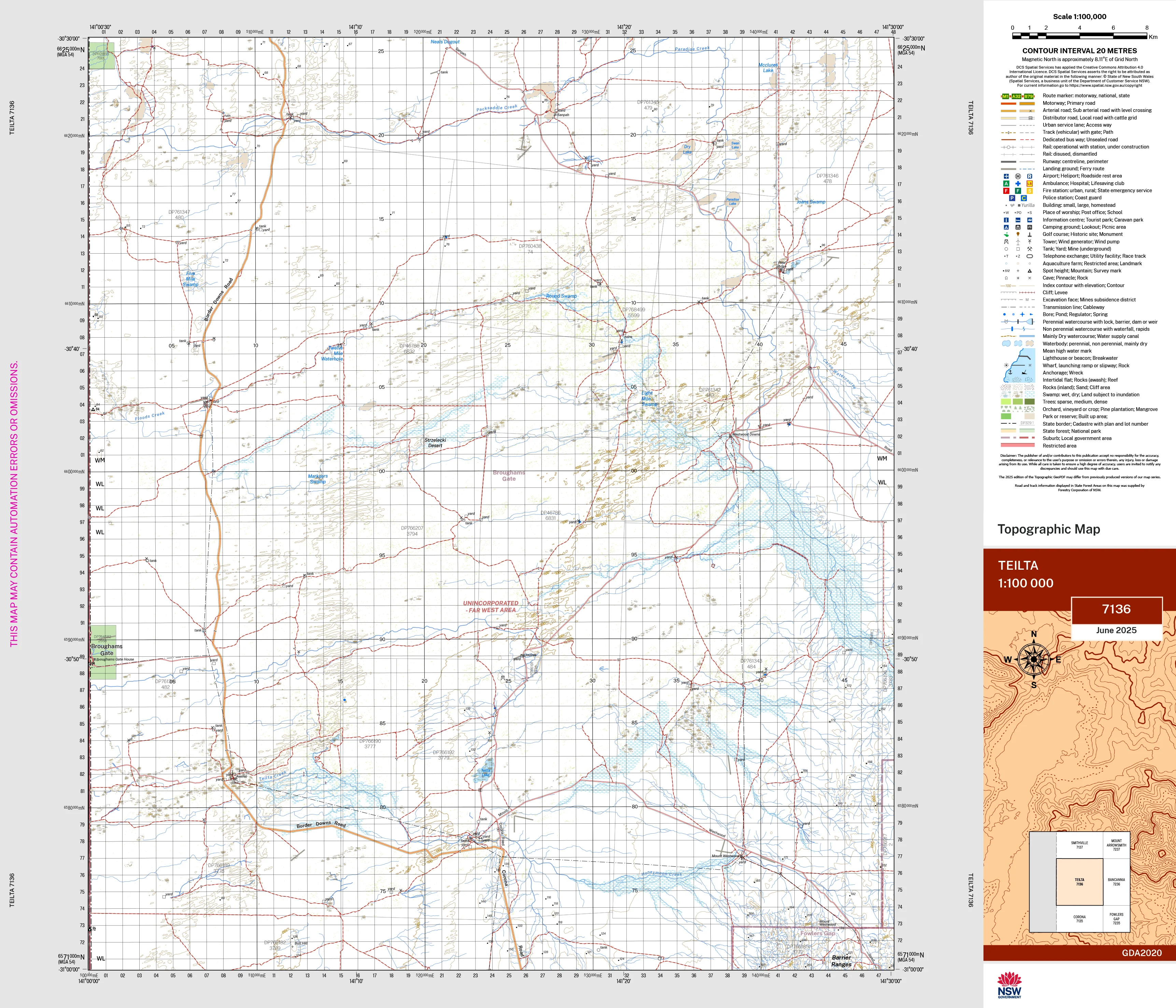 Teilta 7136 Topographic Map 1:100k