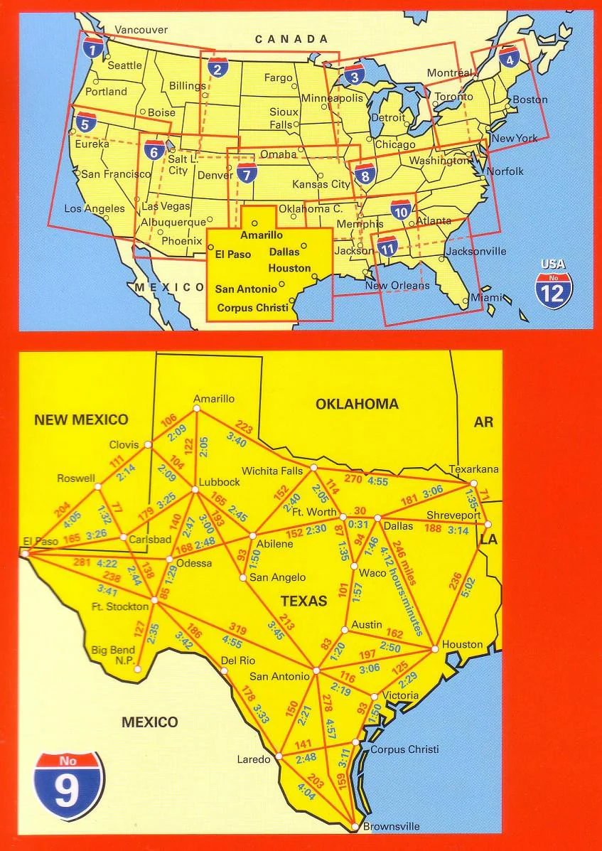 Texas USA Hallwag Map - Image 2